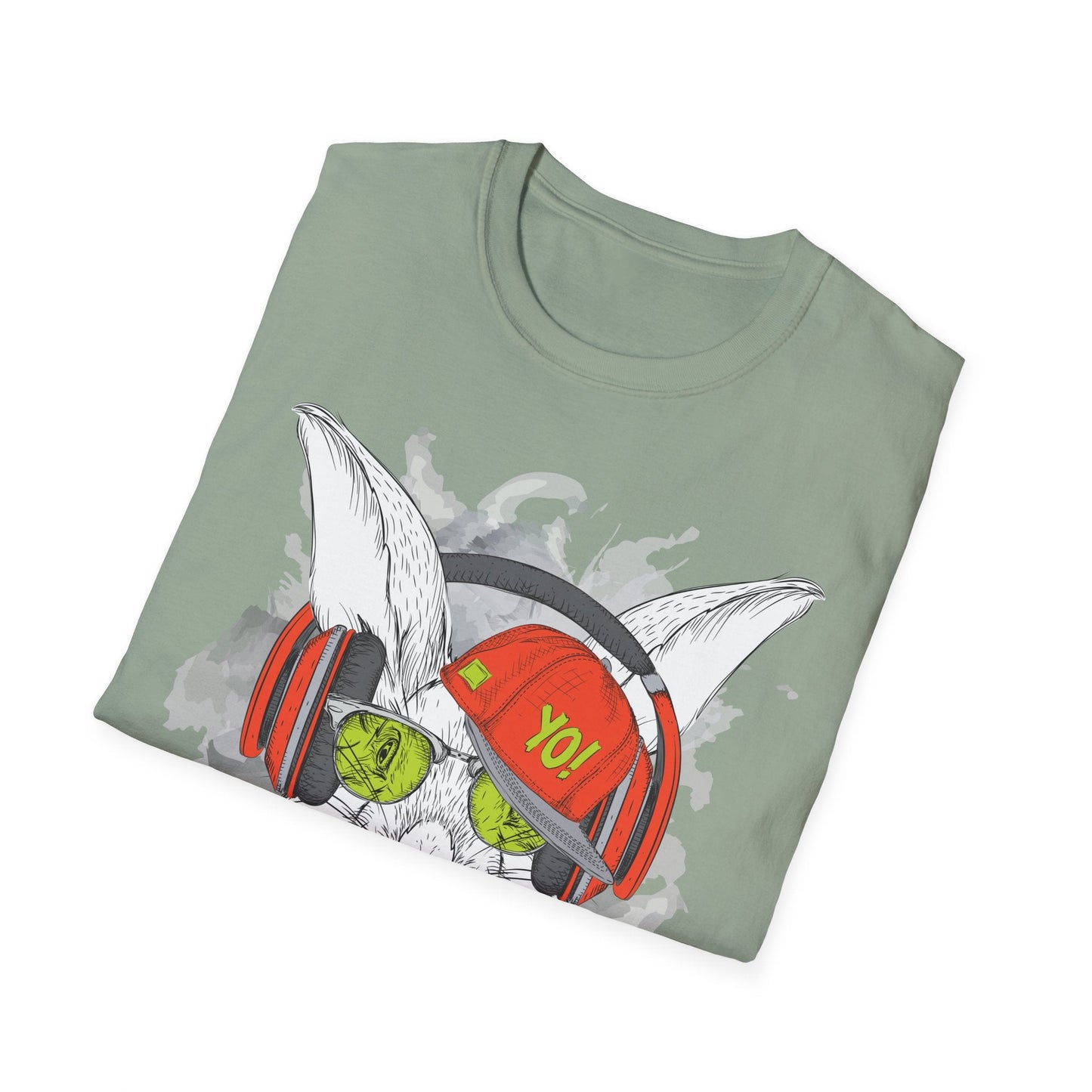Unisex Music Animals Shirt With Headphones Softstyle Short Sleeve Tee Gildan 64000