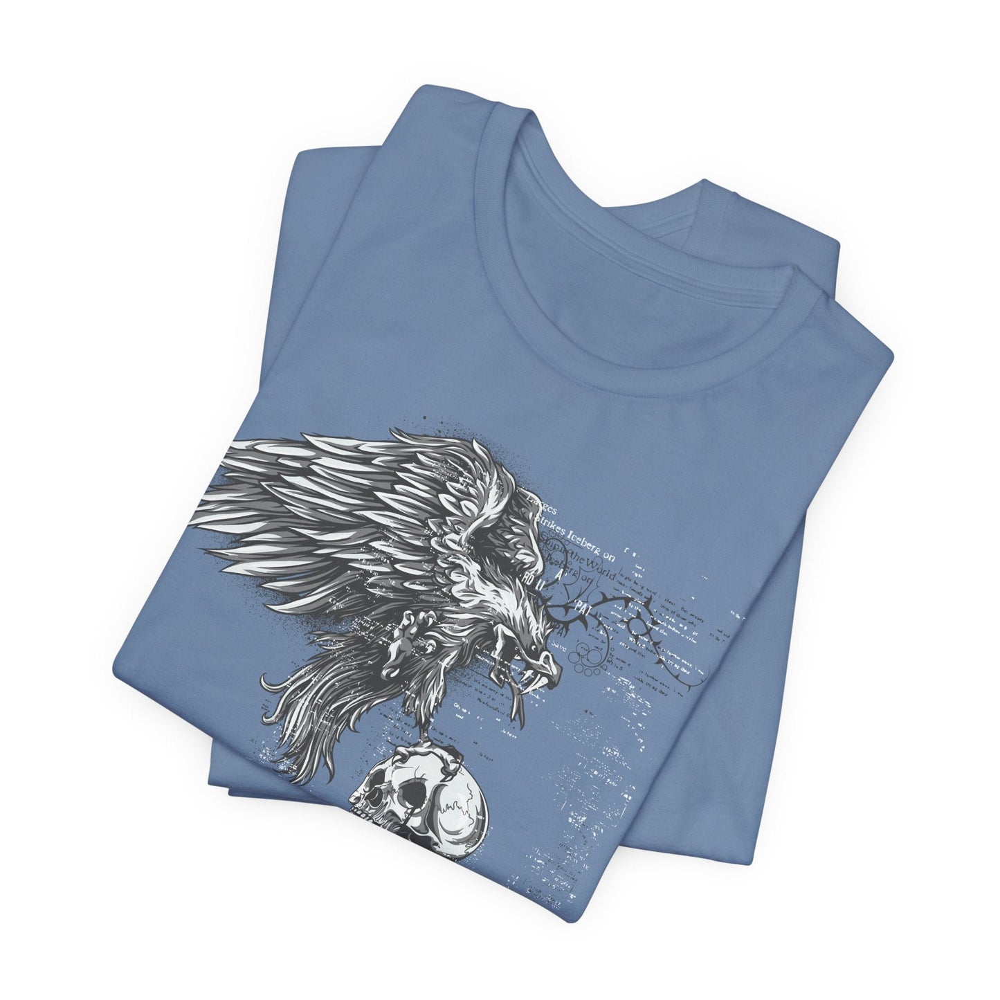 Raven and Skull Illustration Graphic Unisex Cotton T-Shirt r19