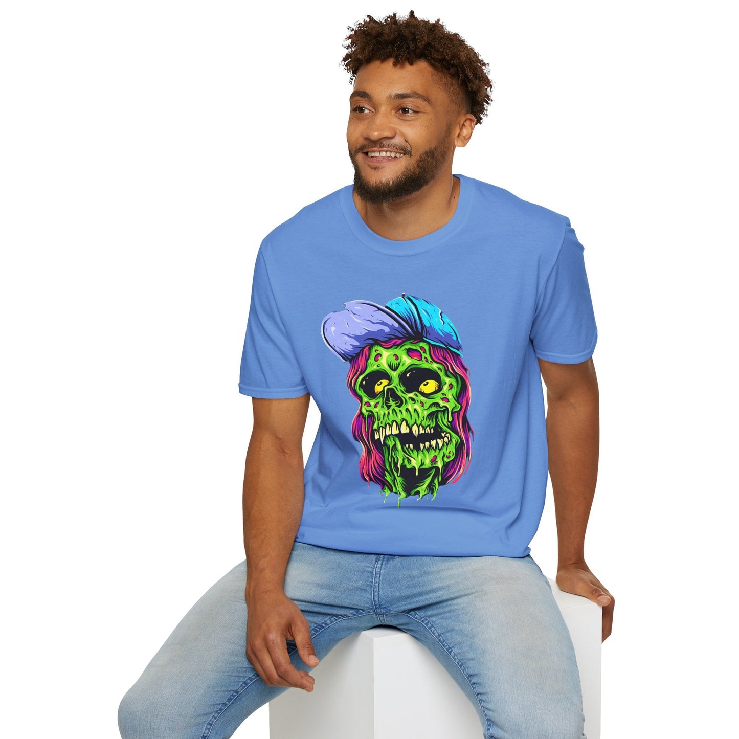 Unisex Skull Tee Shirt With Skeleton Artwork Gildan Softstyle 64000 Ring Spun Cotton