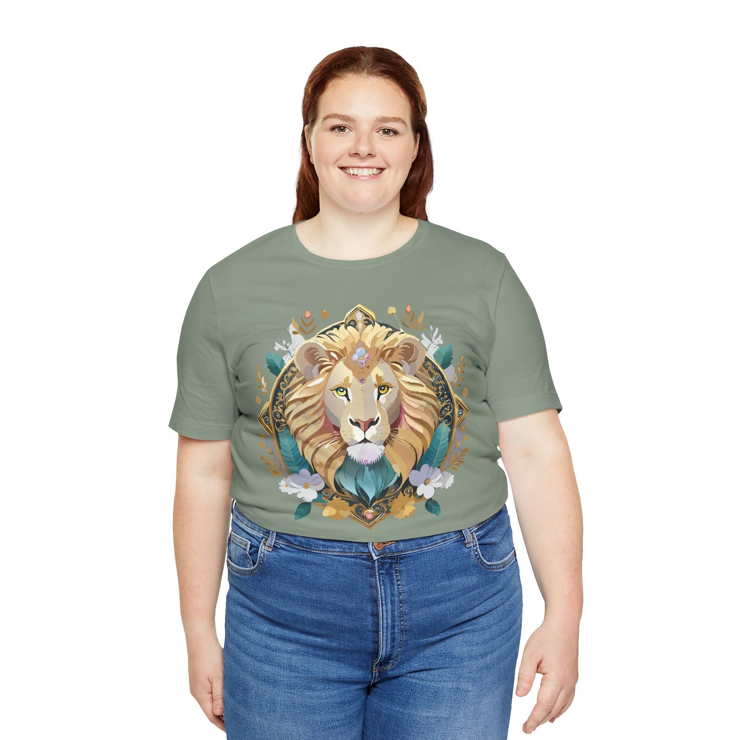 Unisex Lion Graphic Tee, Animal Shirt, Tee Shirt with Lion, Medallion T-Shirt, Animal Medallion Tees 2