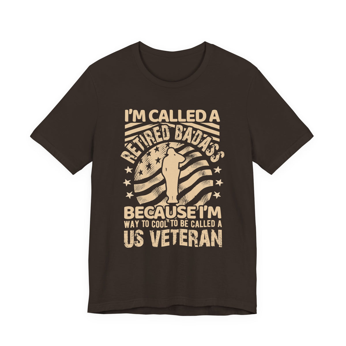 Retired Badass US Veteran T-Shirt Veteran Flag Silhouette Unisex Cotton Tee v12