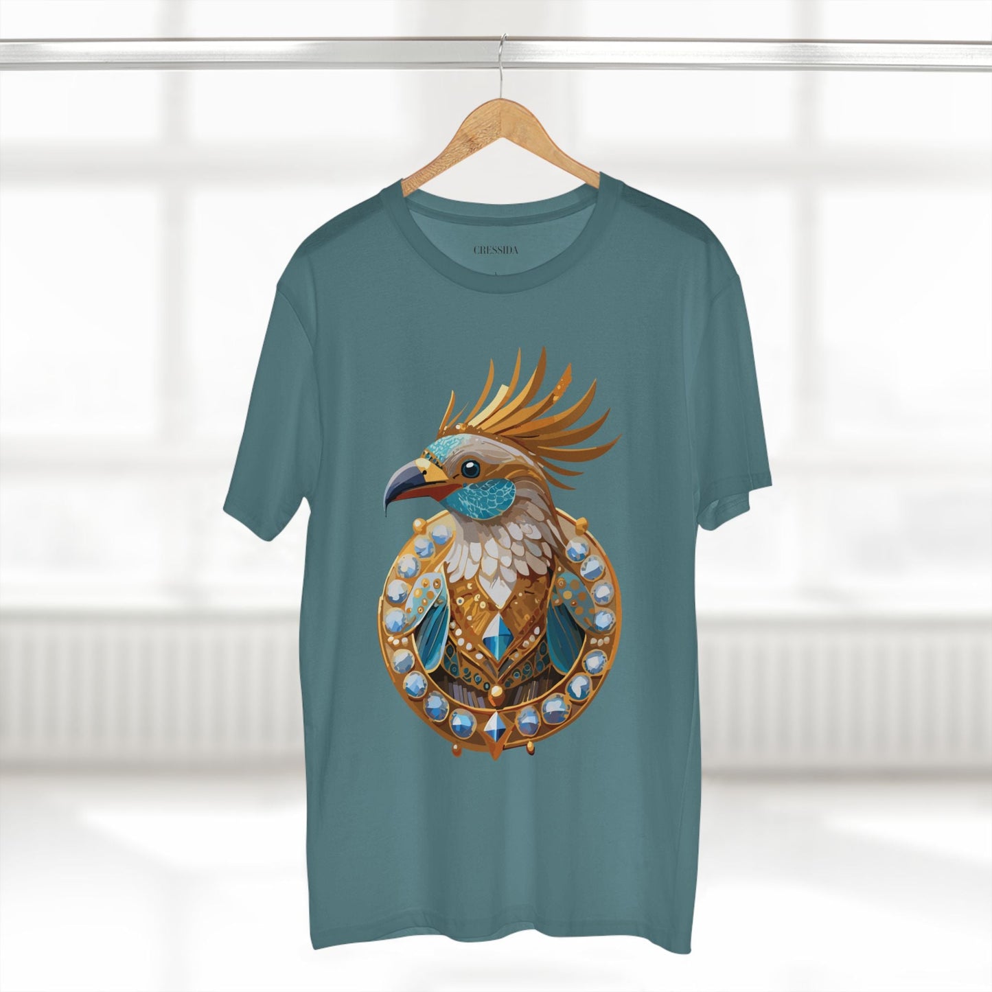 Bird Graphic Unisex 100 Cotton Tee With Unique Animal Golden Medallion Art Design 23