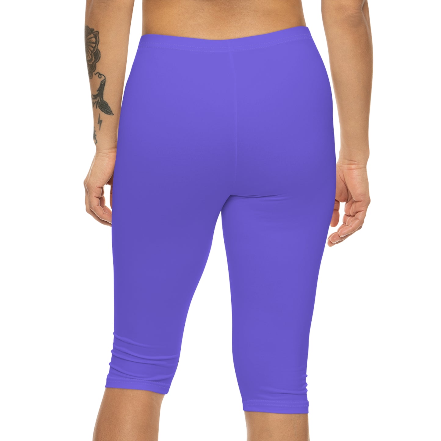 Medium Slate Lilac Color Women's Brushed Suede Poly Span Casual Capri Leggings XS-2XL