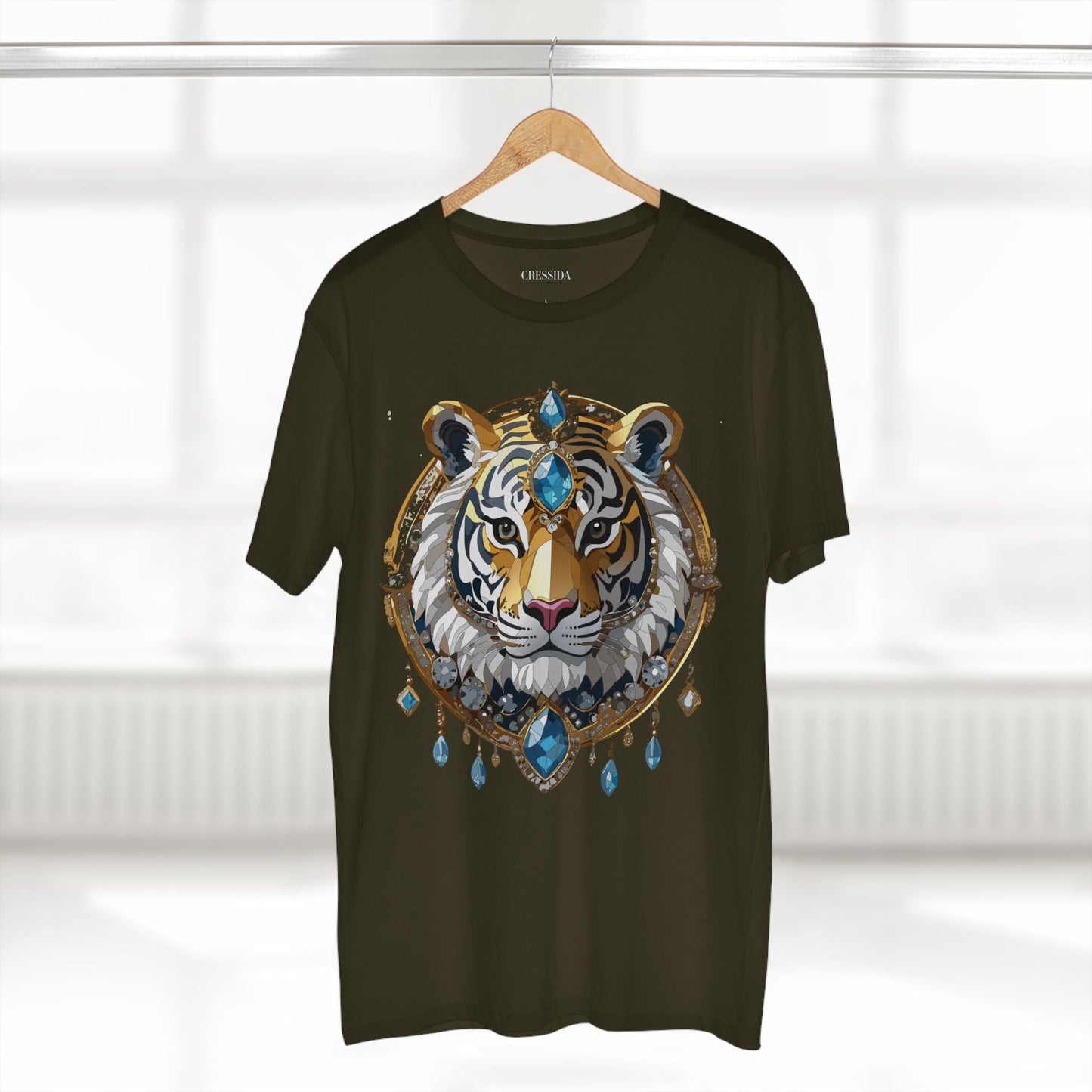 Tiger Graphic Unisex 100 Cotton Tee With Unique Animal Golden Medallion Art Design 54