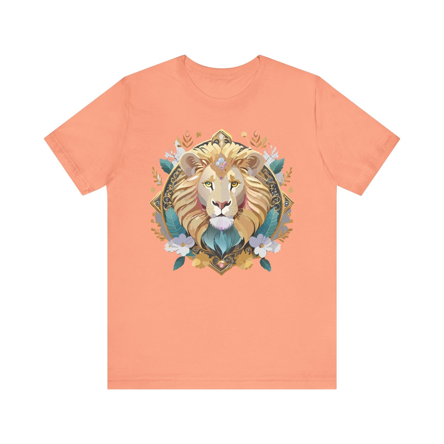 Unisex Lion Graphic Tee, Animal Shirt, Tee Shirt with Lion, Medallion T-Shirt, Animal Medallion Tees 2