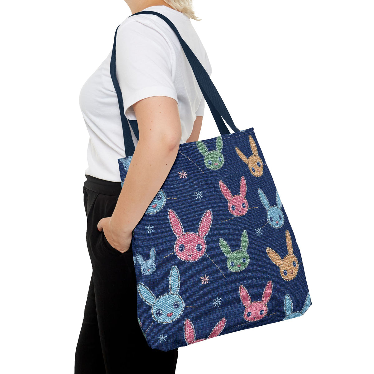 Denim Fabric Imitation Print Unisex Canvas Bag Poly Spun 3 Sizes Tote Bag 192-6