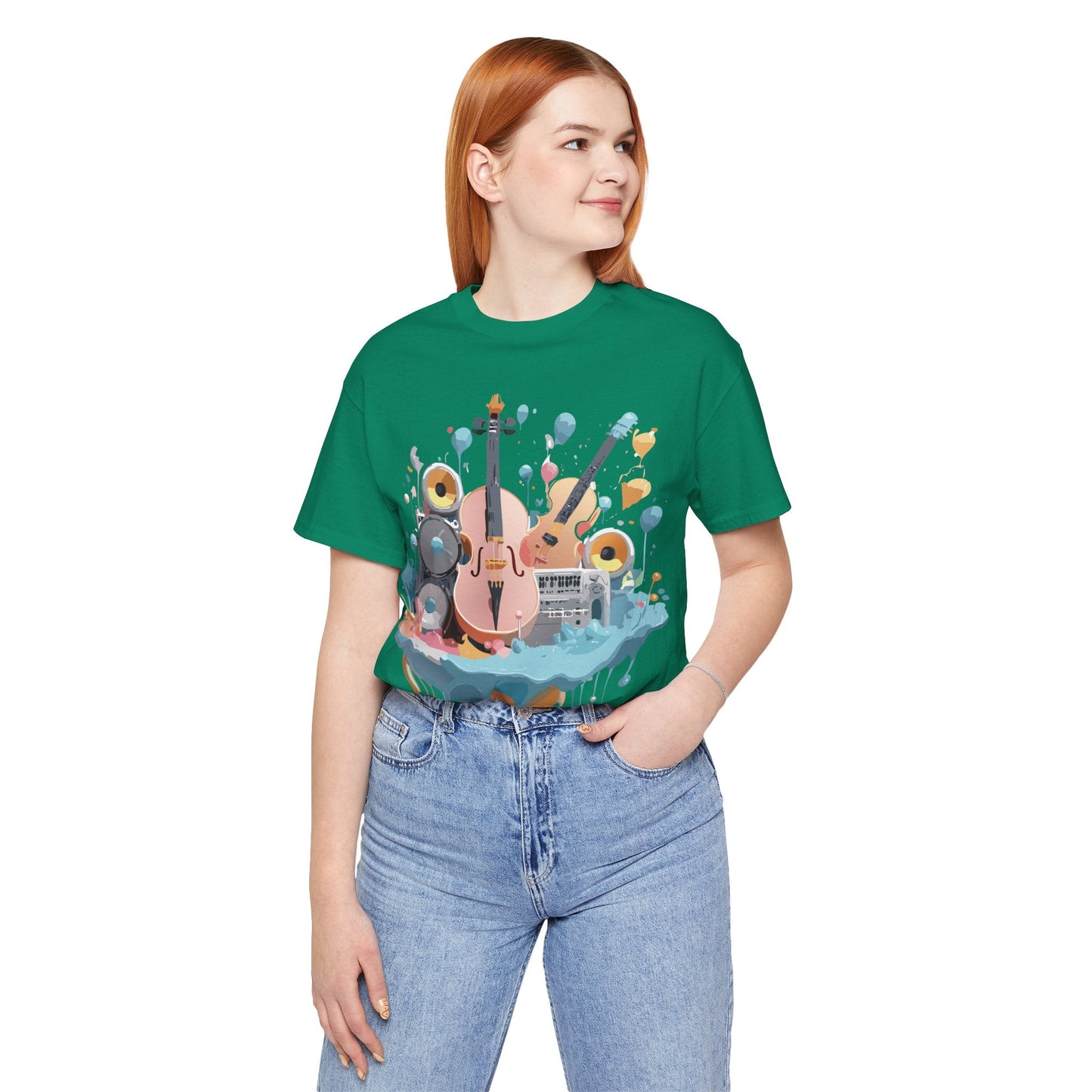 Music Graphic Unisex 100 Cotton Vintage Art with Musical Elements Tee 90