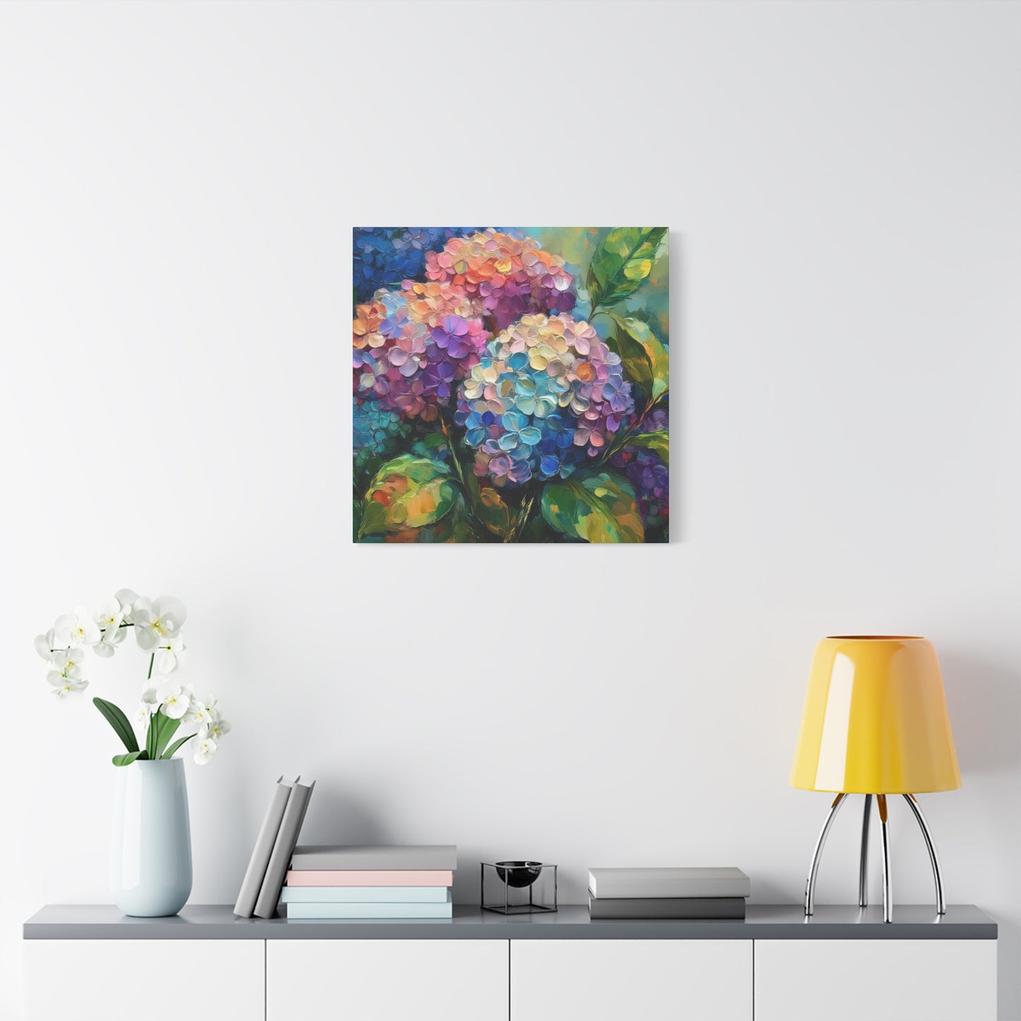 Hydrangeas Print Canvas, Flowers Oil Paint Print 20x20, 24x24, 30x30, 32x32, 36x36, Floral Art Design Print Non-Frame MC-28