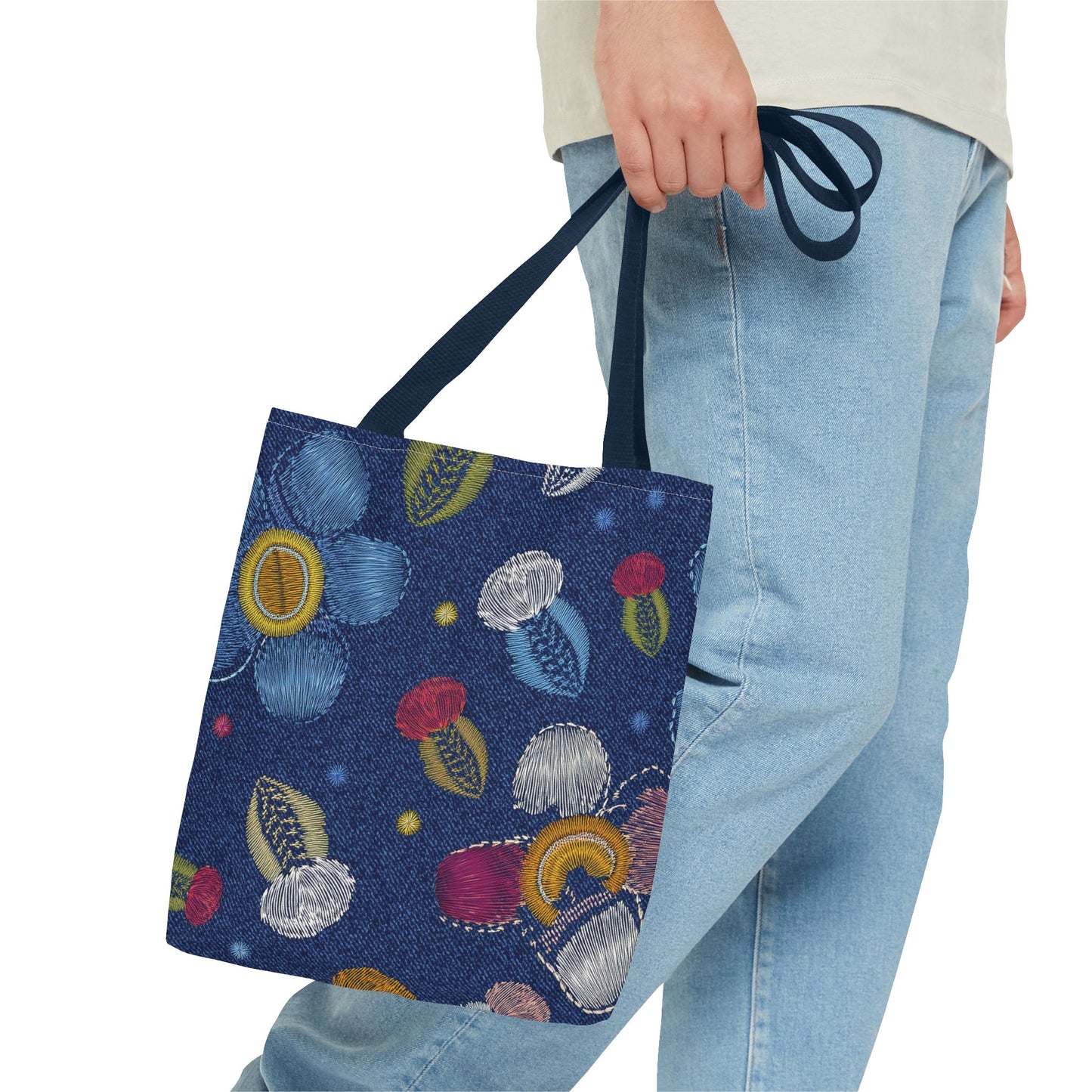 Denim Fabric Imitation Print Unisex Canvas Bag Poly Spun 3 Sizes Tote Bag 159