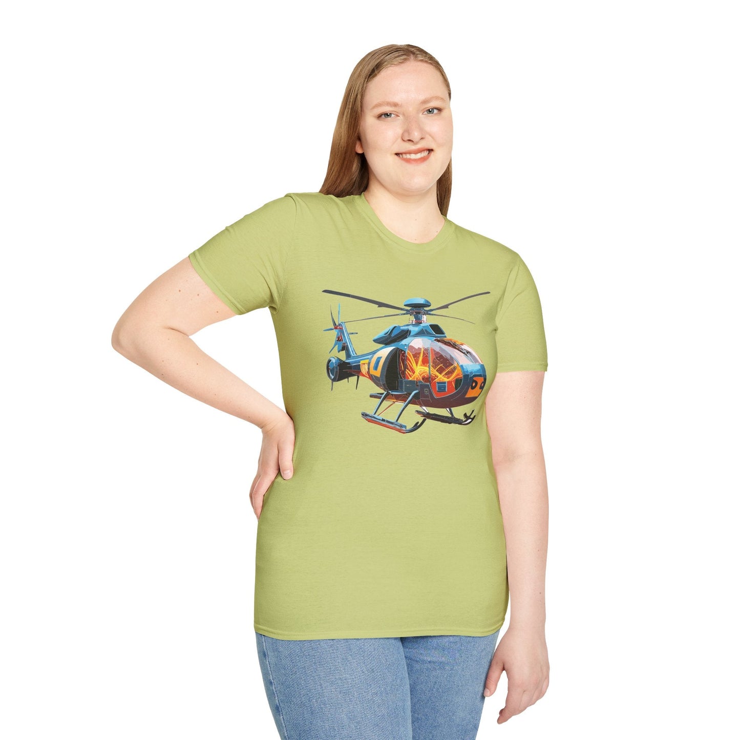 Helicopter Chopper Shirt Unisex Gildan Softstyle 64000 Short Sleeve Tee For Everyday Wear