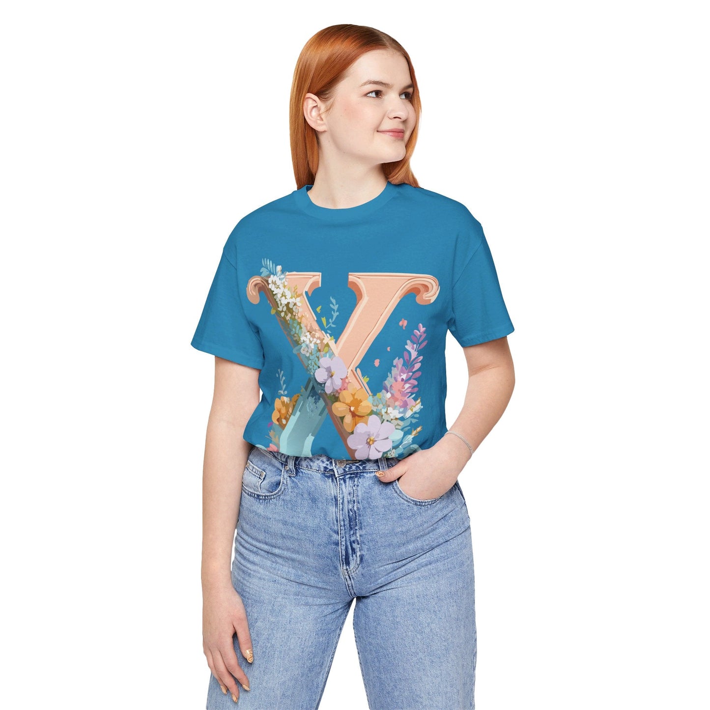 Letter X Shirt Graphic Tee Unisex Short Sleeve Vintage Inspired Adelpha Art Design