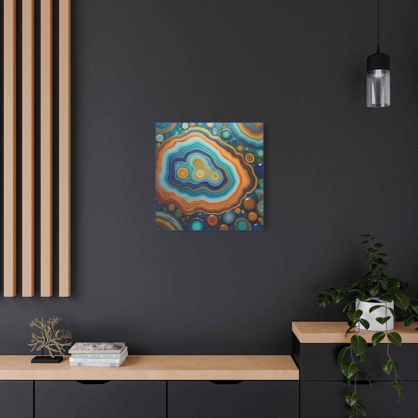 Agate Stone Graphic Print Canvas, Oil Paint Print 20x20, 24x24, 30x30, 32x32, 36x36 Canvas Pine-Wood Inner Frame MC-190