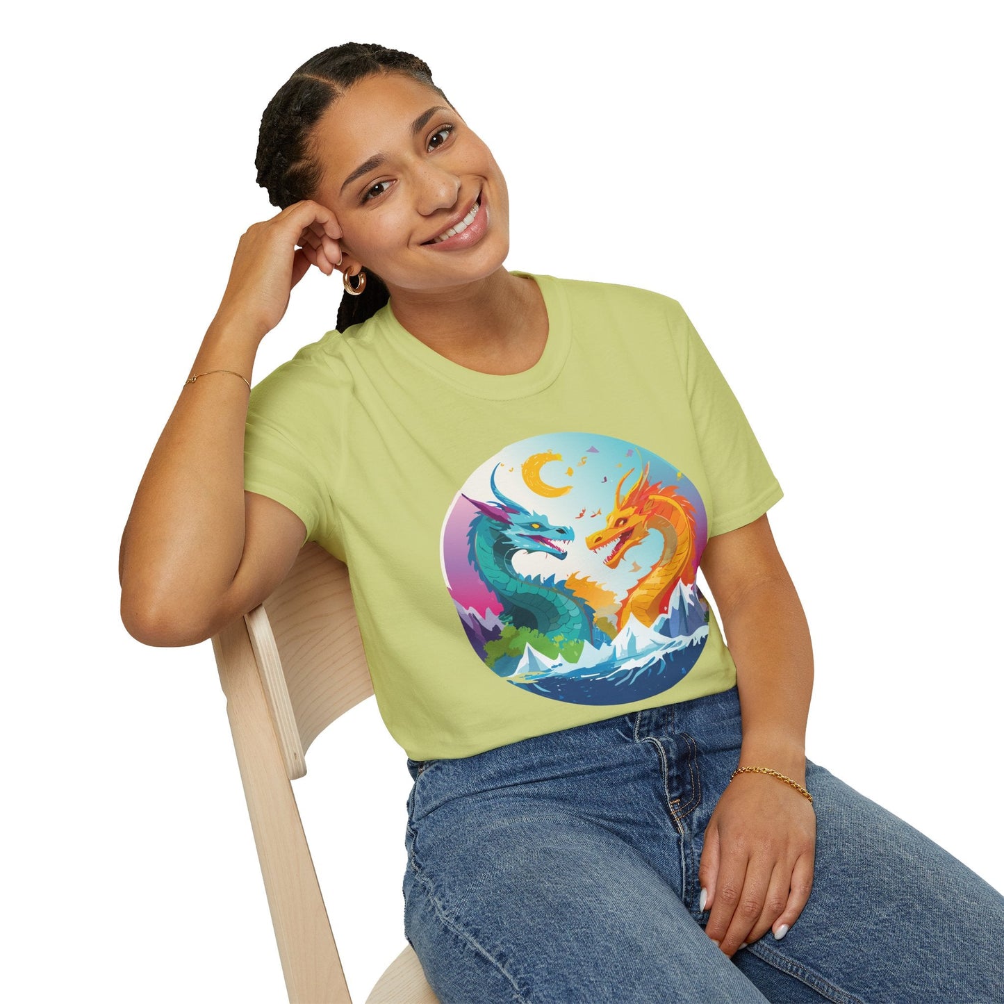 Dragon T Shirt Unisex Gildan Softstyle 64000 Tee Dragon Artwork Animal Print Shirt