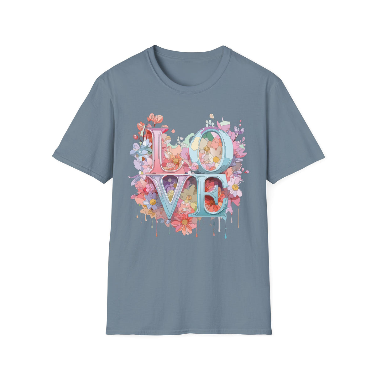 Floral LOVE Typography T-Shirt | Flower Letters Tee