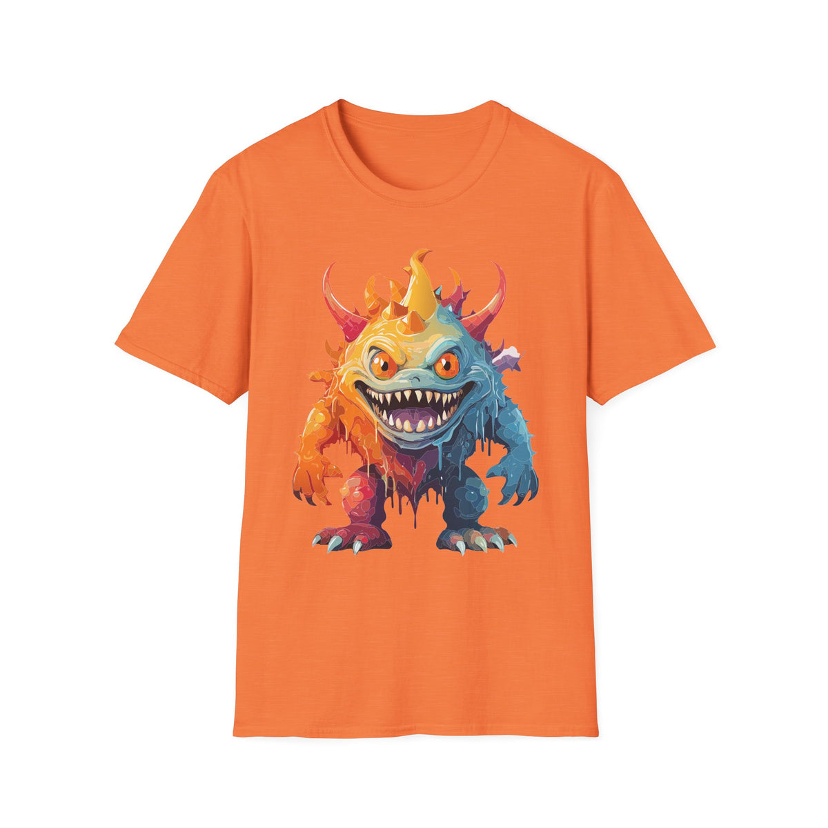 Colorful Monster T-Shirt — Vibrant Rainbow Creature Cartoon Graphic Tee Unisex 100 Cotton Gildan T-Shirt