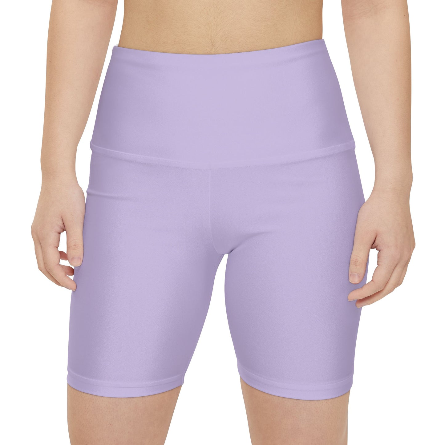 Pale Lilac Women's Workout Shorts — Solid High-Waist Biker Shorts for Exercise & Everyday Wear