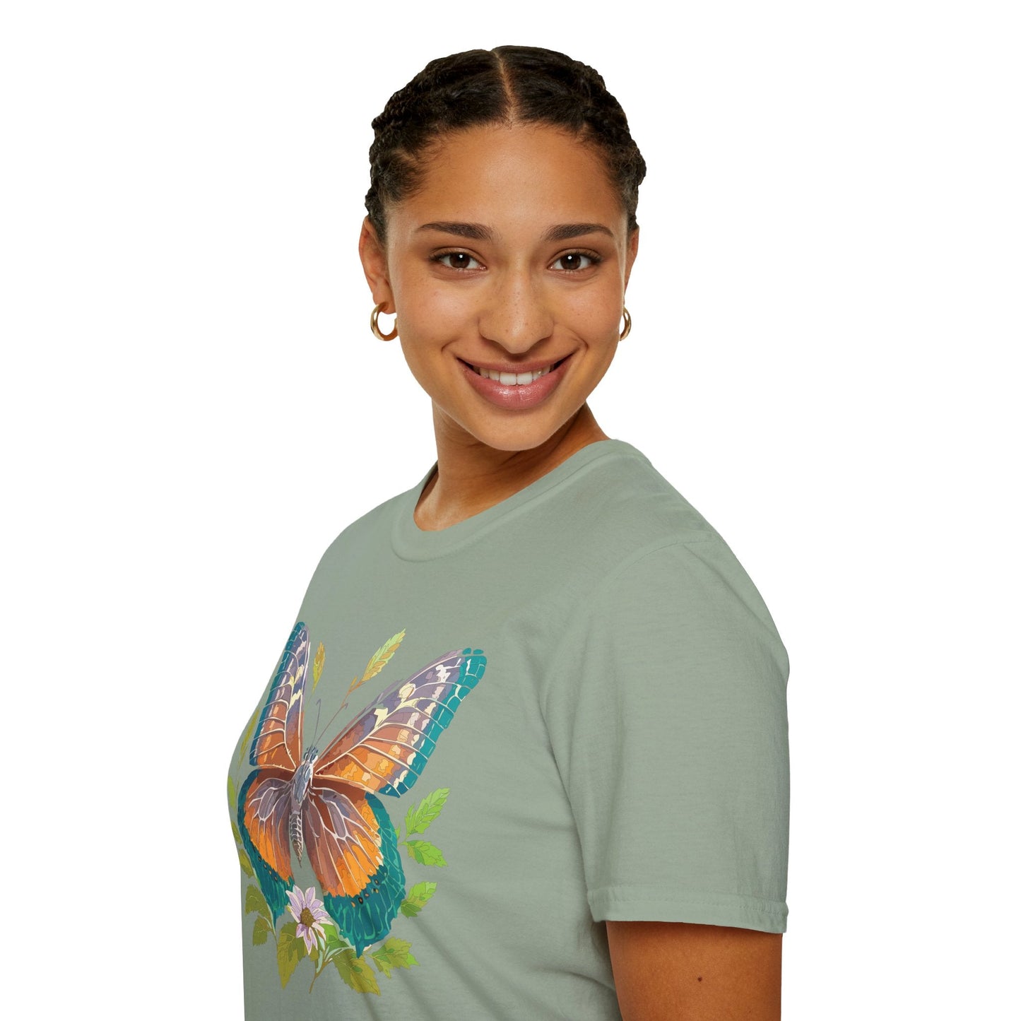Unisex Butterfly Shirt With Monarch Design Cotton Tee Gildan 64000 Softstyle Comfort