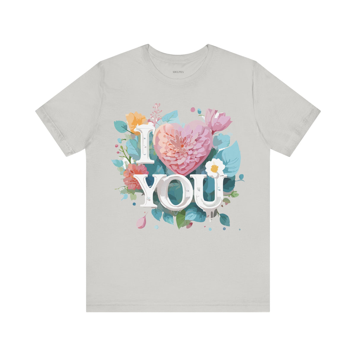 Valentine's Day Graphic Unisex Cotton Bella+Canvas Tee with Floral Art Design d103