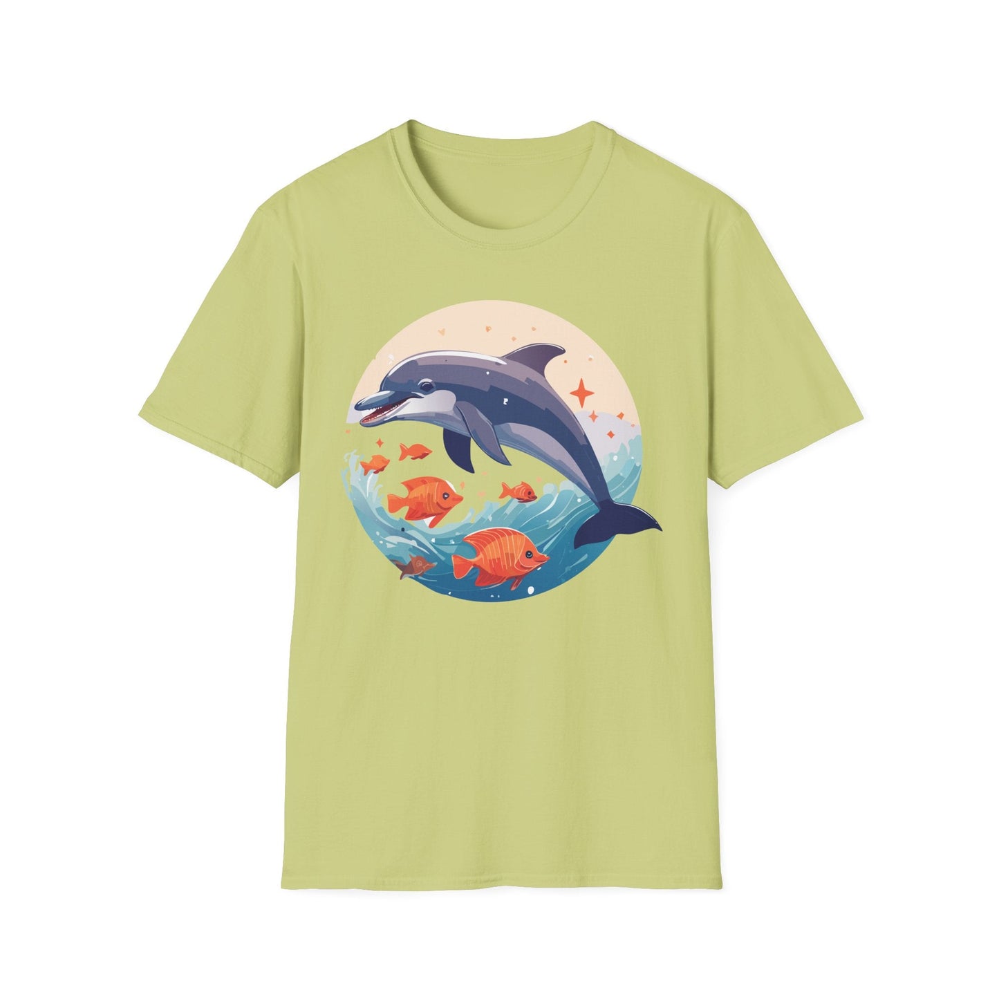 Unisex Dolphin Shirt Gildan Softstyle 64000 Short Sleeve Fish Tee With Dolphin Graphic