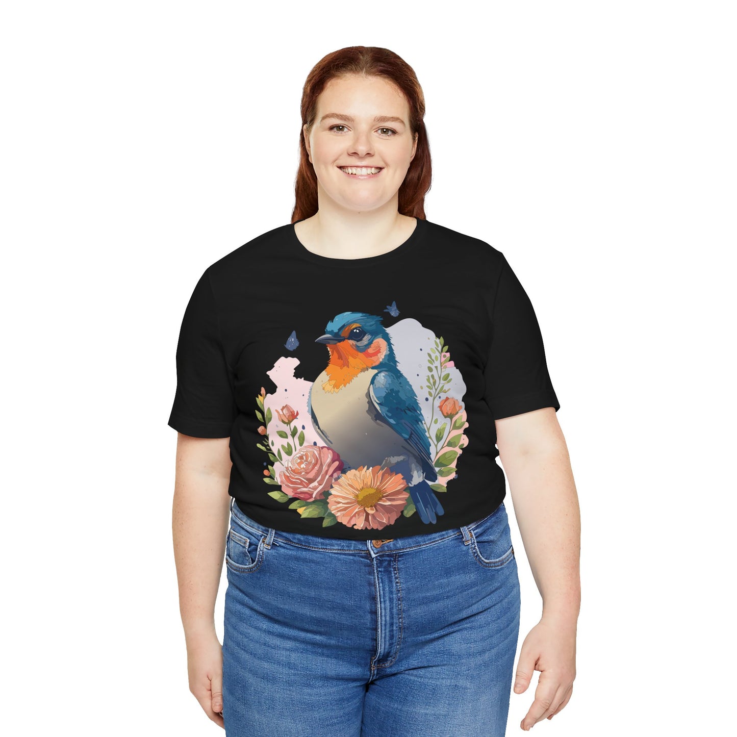 Floral Bird Tee, Animal Shirt, Bird Shirt, Floral Tee, Flower T-shirt, T-Shirt with Animal