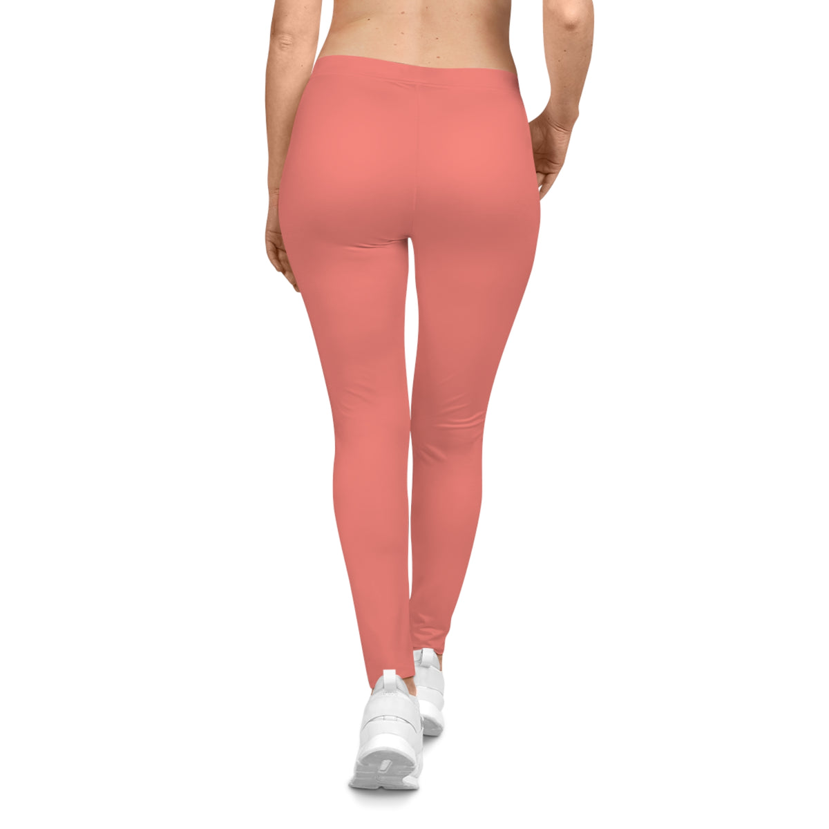 Fresh Salmon Coral Color Women's Poly-Span Casual Leggings XS-2XL
