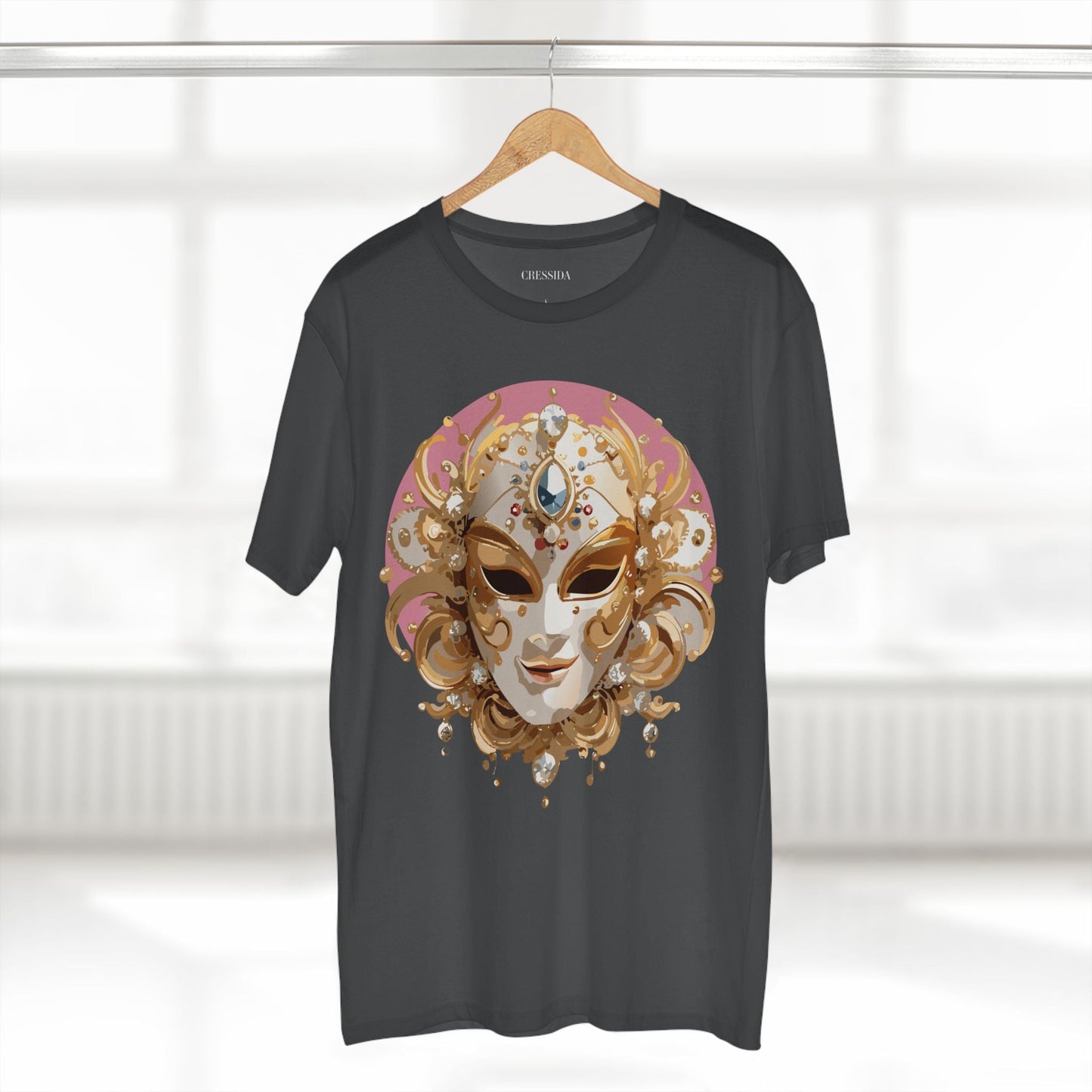 Carnival Mask Graphic T-Shirt Unisex 100 Cotton With Antique Gold Art Design Tee 13
