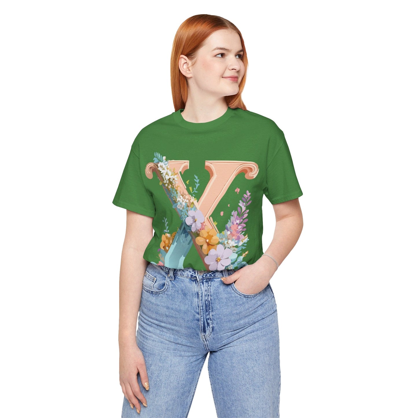 Letter X Shirt Graphic Tee Unisex Short Sleeve Vintage Inspired Adelpha Art Design