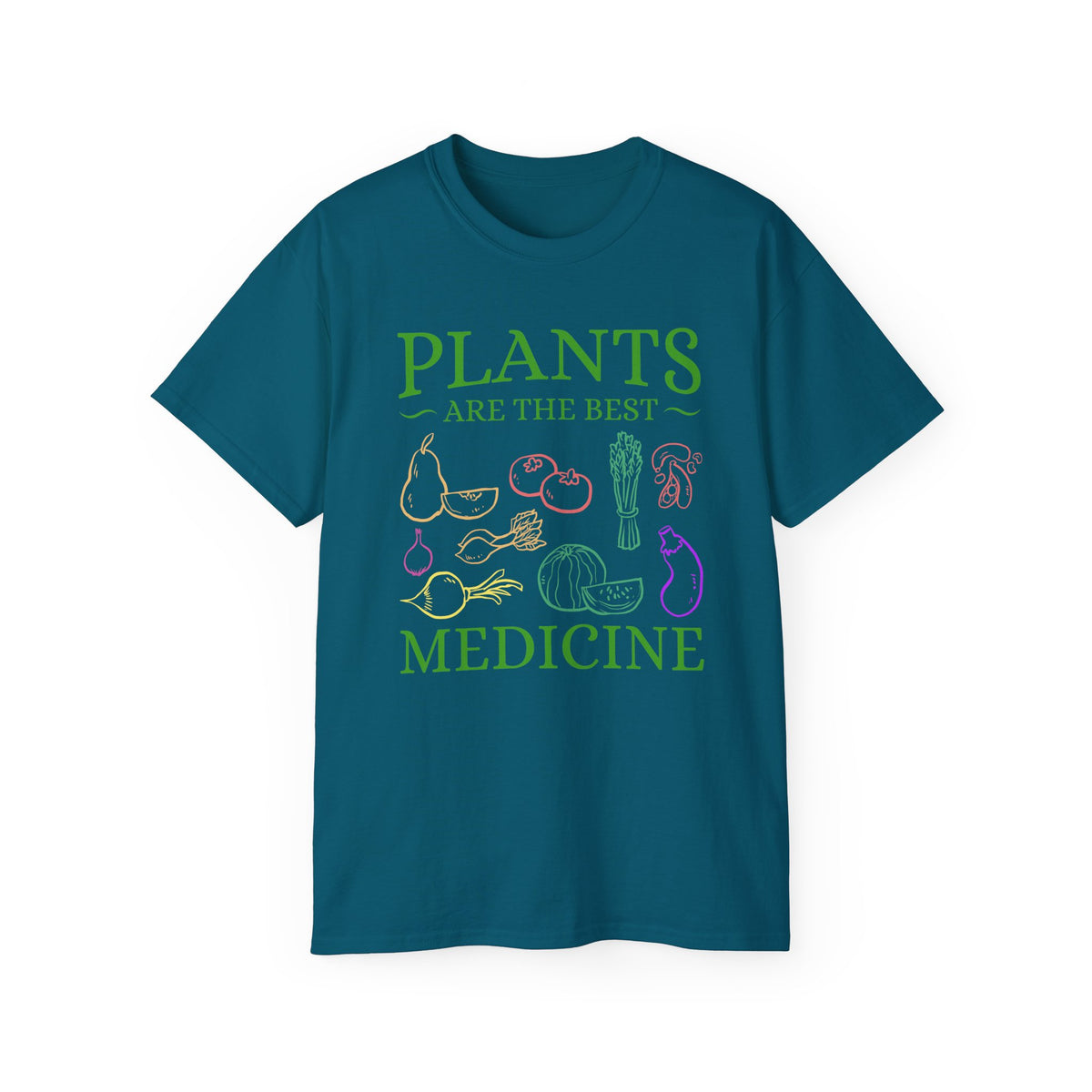 Plants Are the Best Medicine T-Shirt | Vegetable Line Art, Herbal Wellness Tee