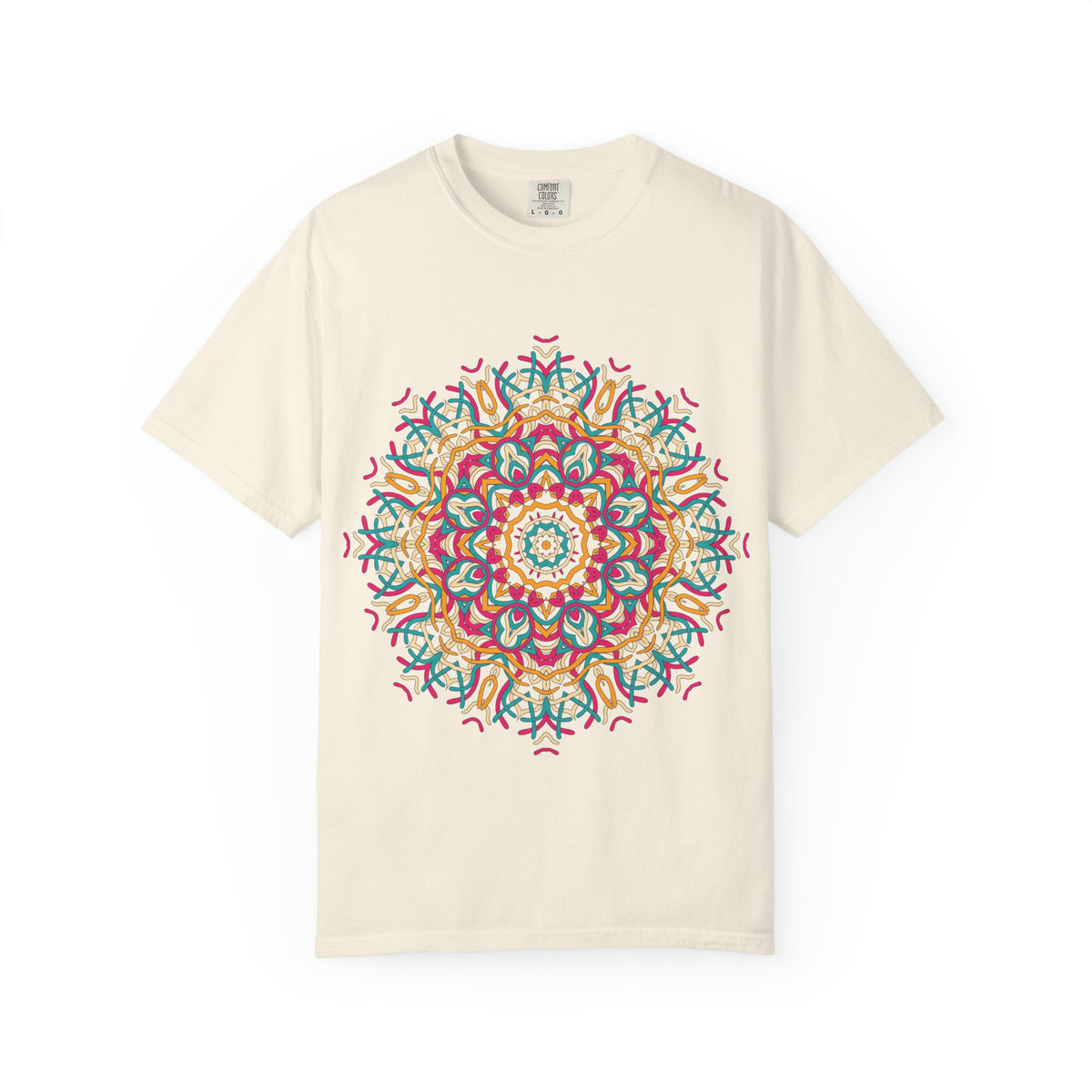 Unisex Garment Dyed Cotton T-Shirt with Mandala Graphic Design