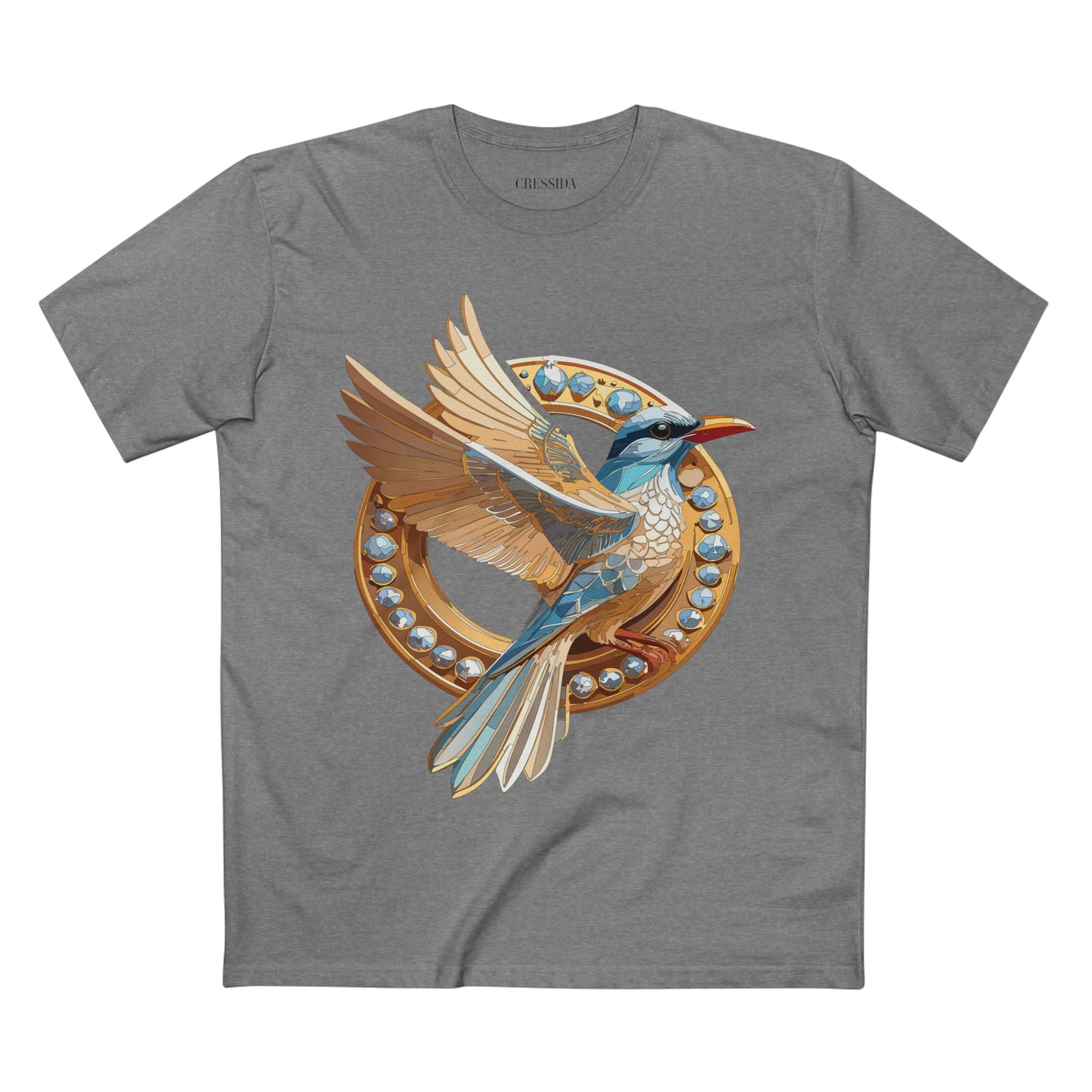 Bird Graphic Unisex 100 Cotton Tee With Unique Animal Golden Medallion Art Design 20
