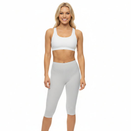 Alabaster Color Women's Brushed Suede Poly Span Casual Capri Leggings XS-2XL