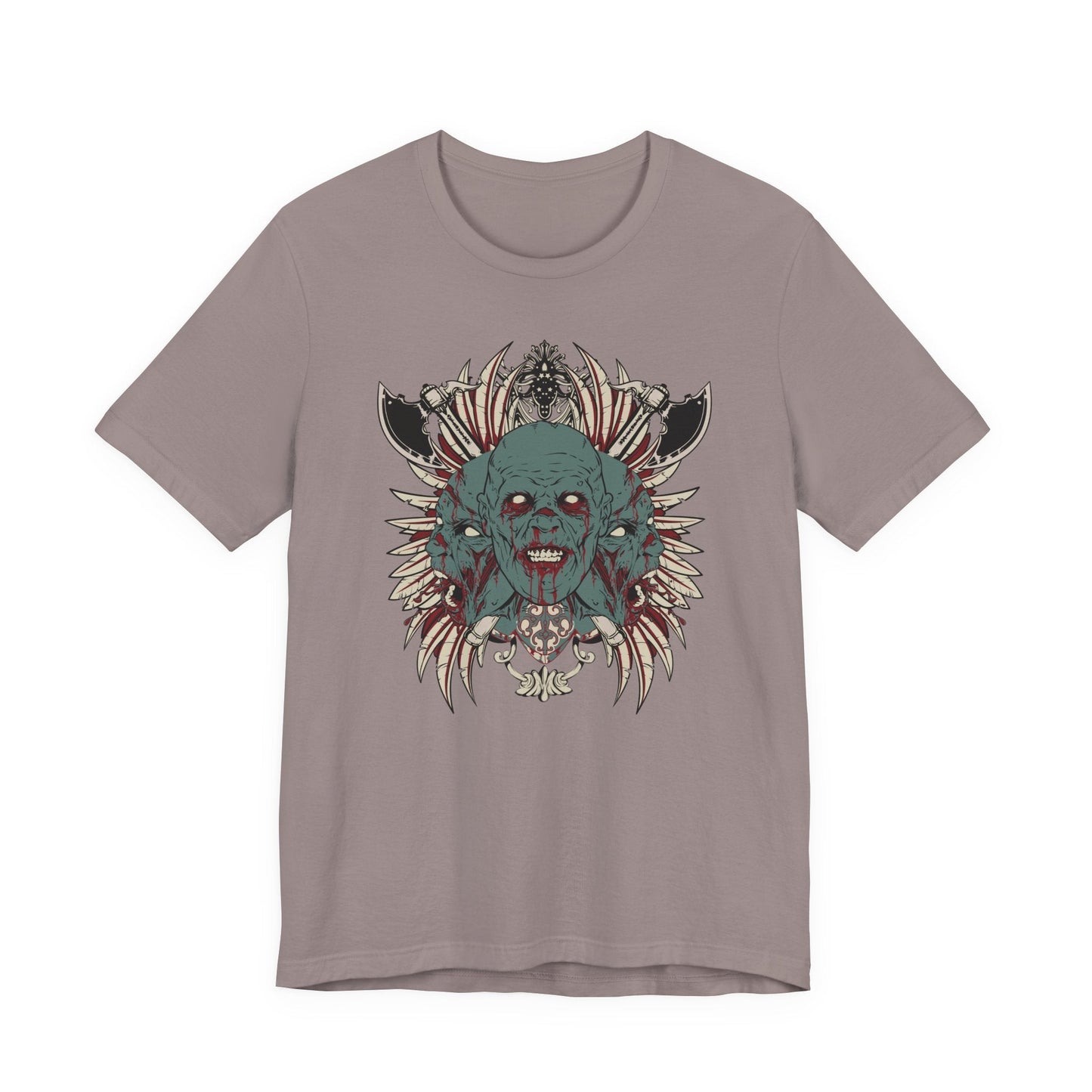 Zombie Skull Mandala T-Shirt Horror Graphic Tee, Gothic Skull Art-54-2