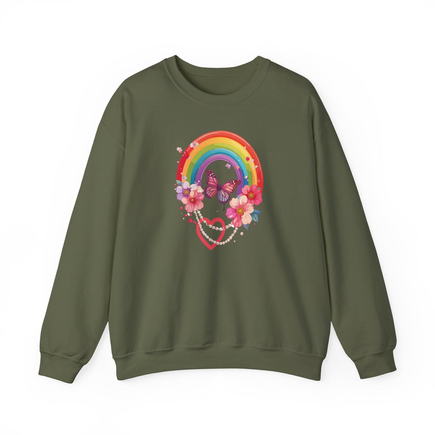 Rainbow Heart Sweatshirt, Floral Heart Sweatshirt, Floral Love Sweatshirt, Valentine's Day Sweatshirt, Rainbow Heart Floral Sweatshirt 106
