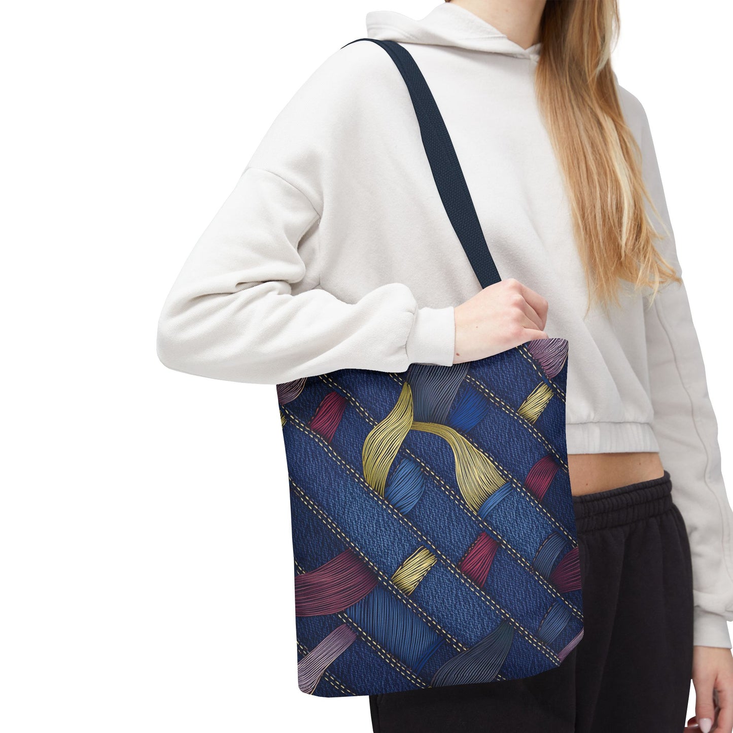 Denim Fabric Imitation Print Unisex Canvas Bag Poly Spun 3 Sizes Tote Bag 145