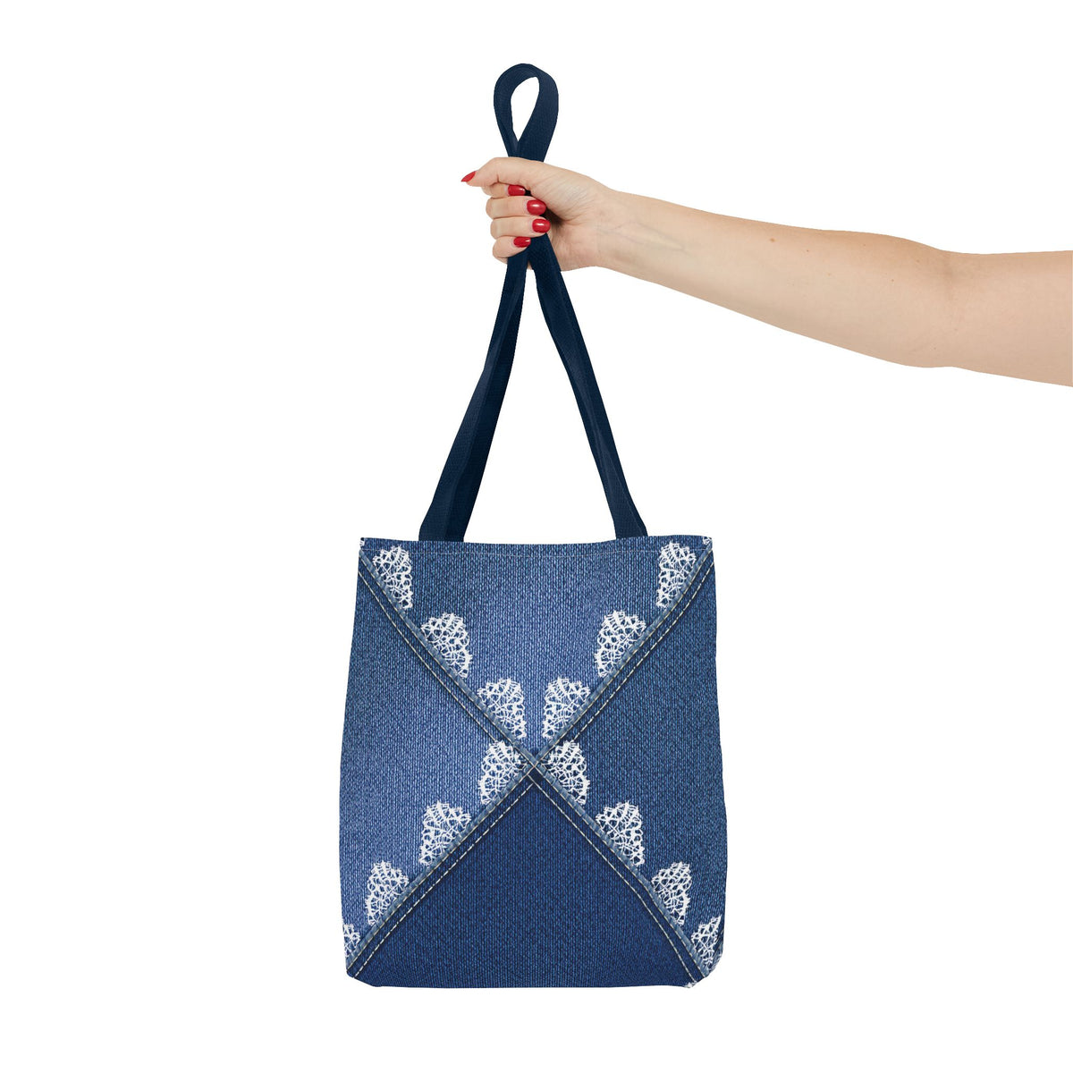 Denim Fabric Imitation Print Unisex Canvas Bag Poly Spun 3 Sizes Tote Bag 110