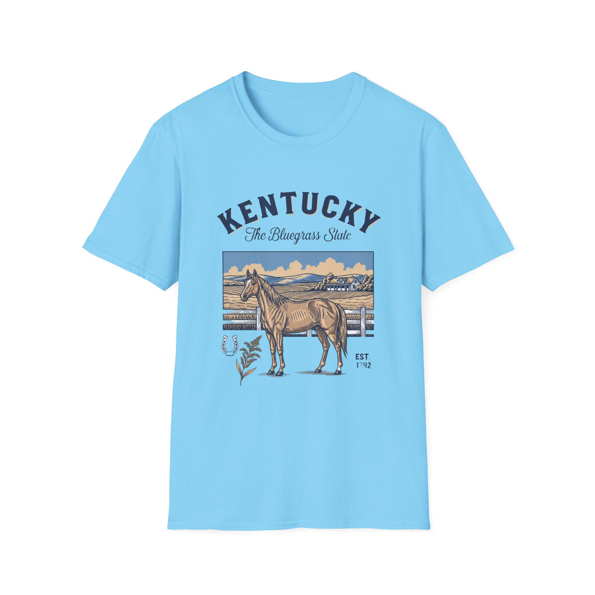 Kentucky Horse Vintage Graphic T-Shirt — The Bluegrass State Travel Tourist Graphic Tee Unisex 100 Cotton Gildan T-Shirt