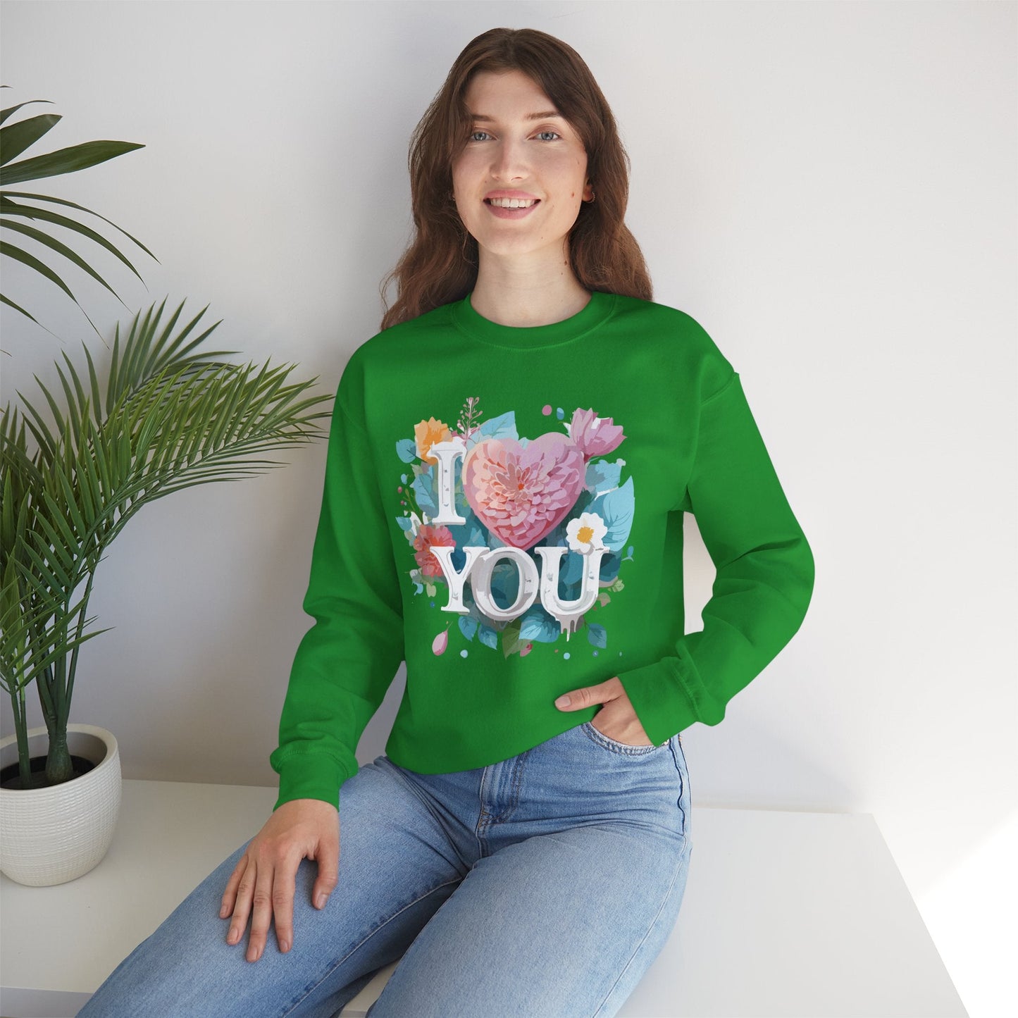 Floral Love Sweatshirt Unisex Valentines Day Gift 50 50 Cotton Polyester Crewneck