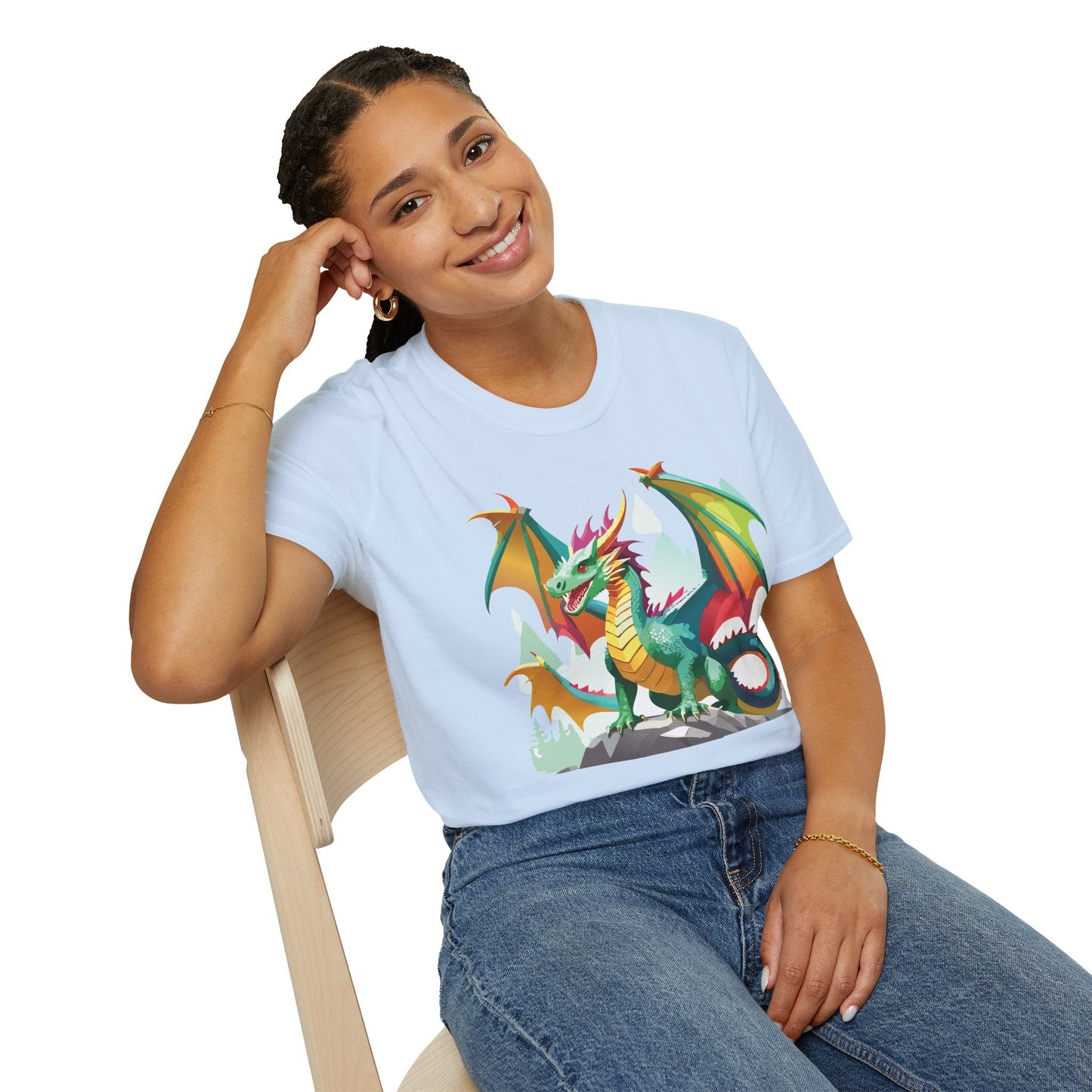 Dragon Graphic Unisex Cotton Softstyle Art Design Tee With Animals 2
