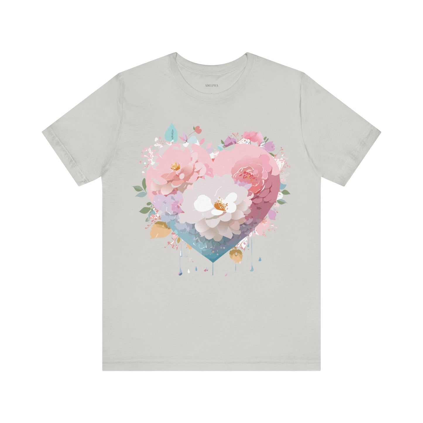 Valentine Day Graphic Unisex 100 Cotton Vintage Artwork with Love and Flower Design Tee 35
