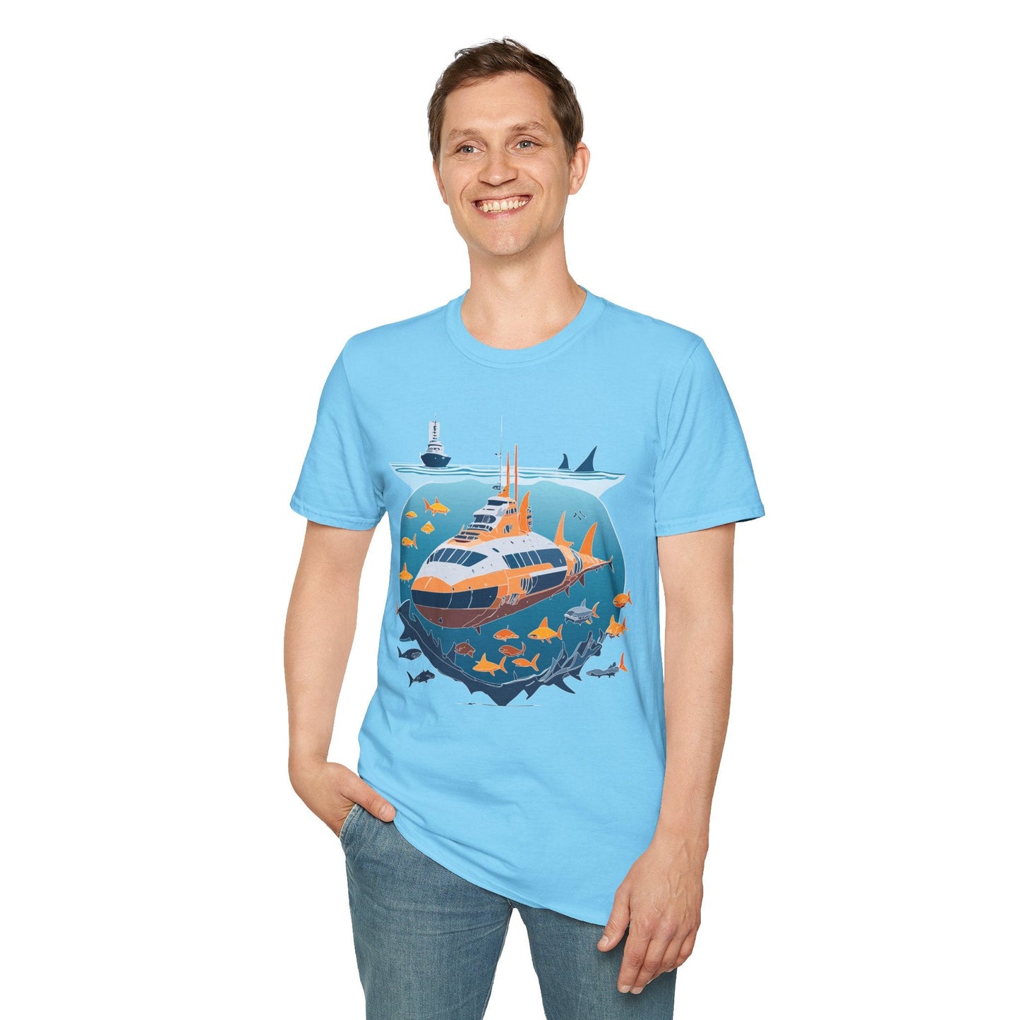 Ocean Tee Shirt Unisex Short Sleeve Gildan Softstyle 64000 Premium Comfort Ocean Artwork
