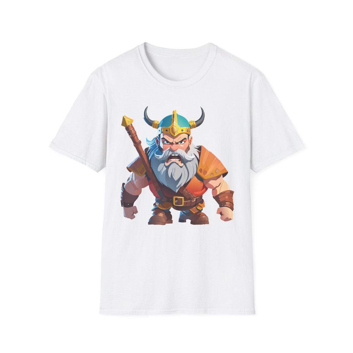 Angry Viking Warrior T-Shirt | Cartoon Norse Helmet Axe