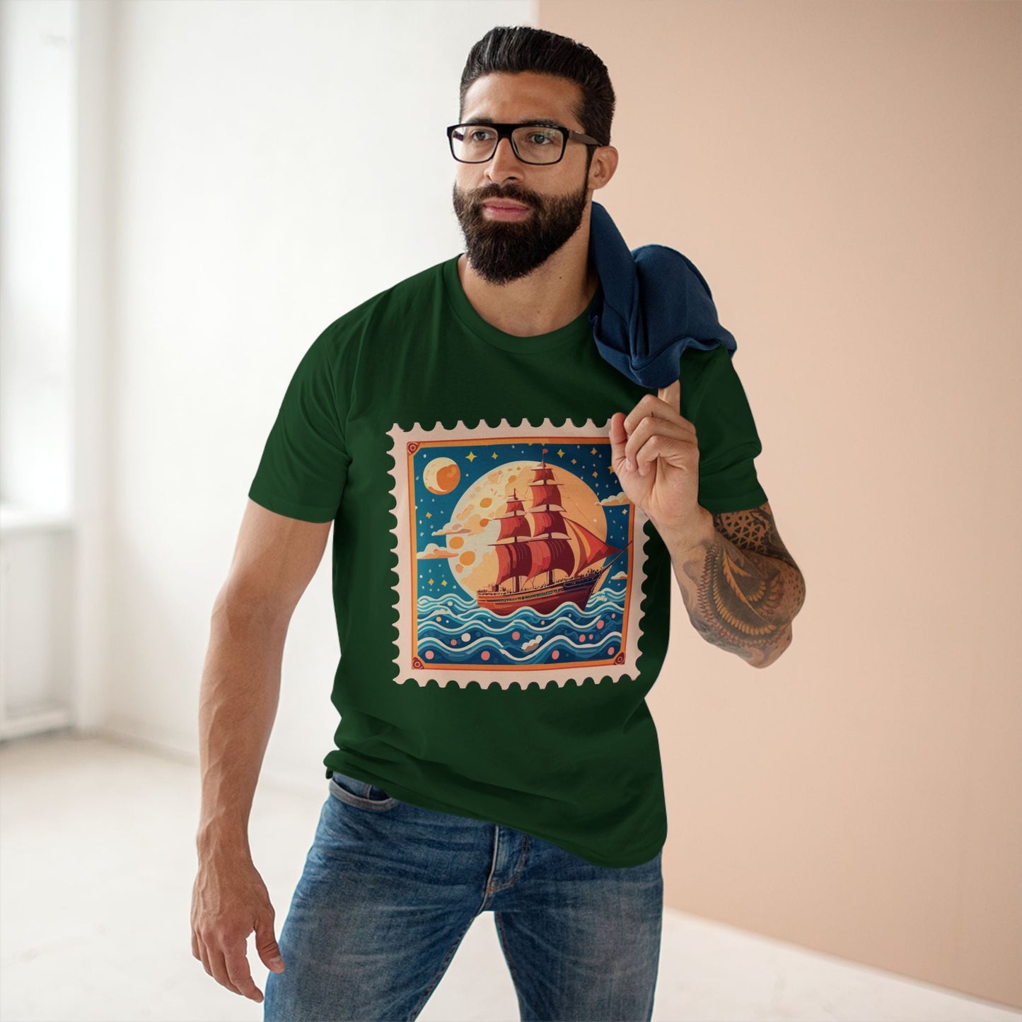Stamp Shirt Postage Stamp Shirt Unisex Premium Cotton Tee Retro2Nova Original Art Design