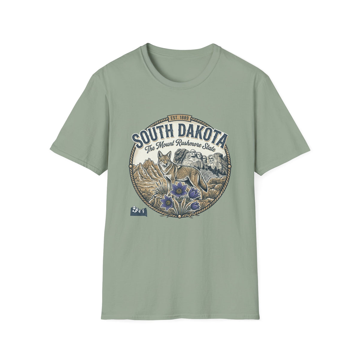 South Dakota Wildlife Tee – State Prairie Flowers Travel Tourist Graphic Tee Unisex 100 Cotton Gildan T-Shirt