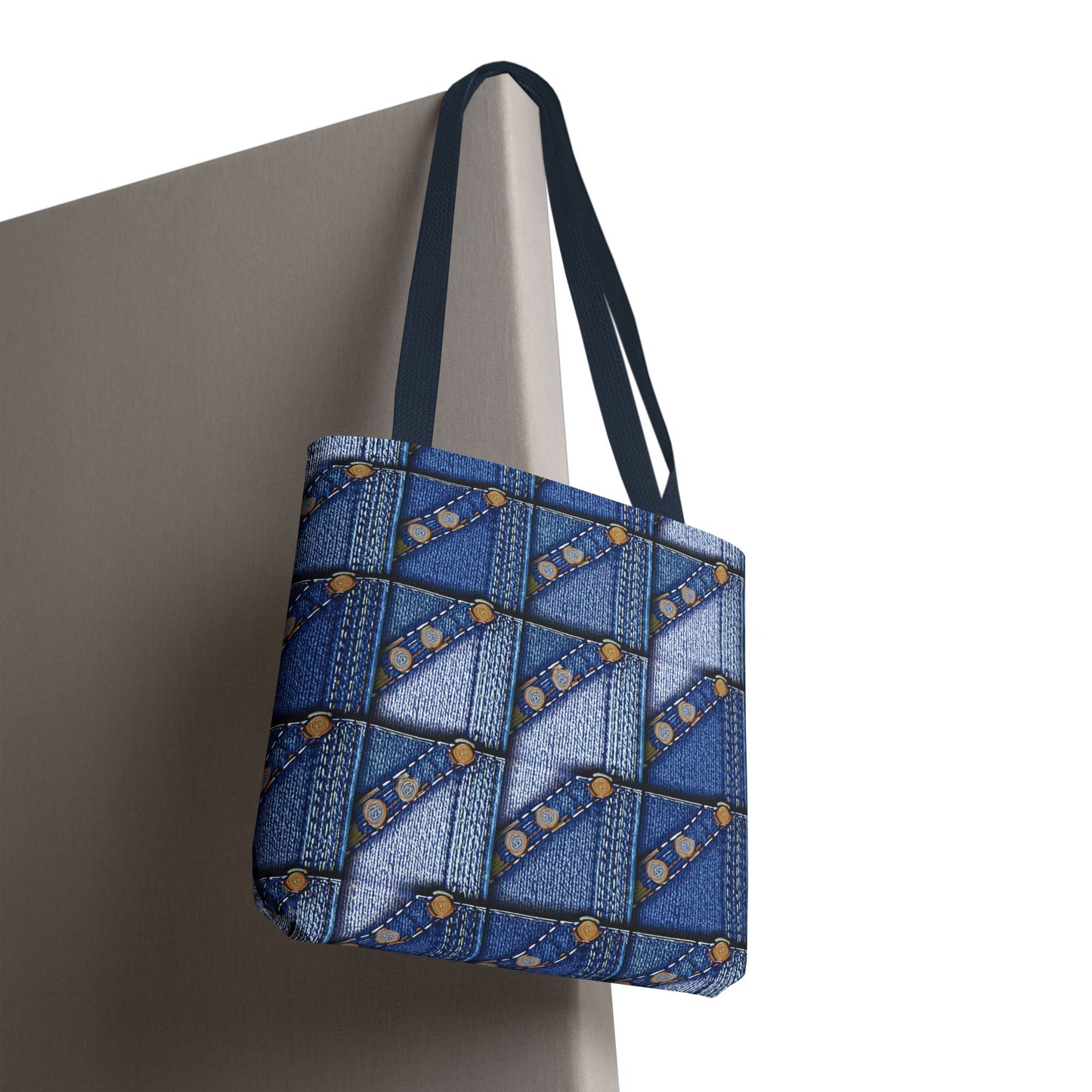 Denim Fabric Imitation Print Unisex Canvas Bag Poly Spun 3 Sizes Tote Bag 117