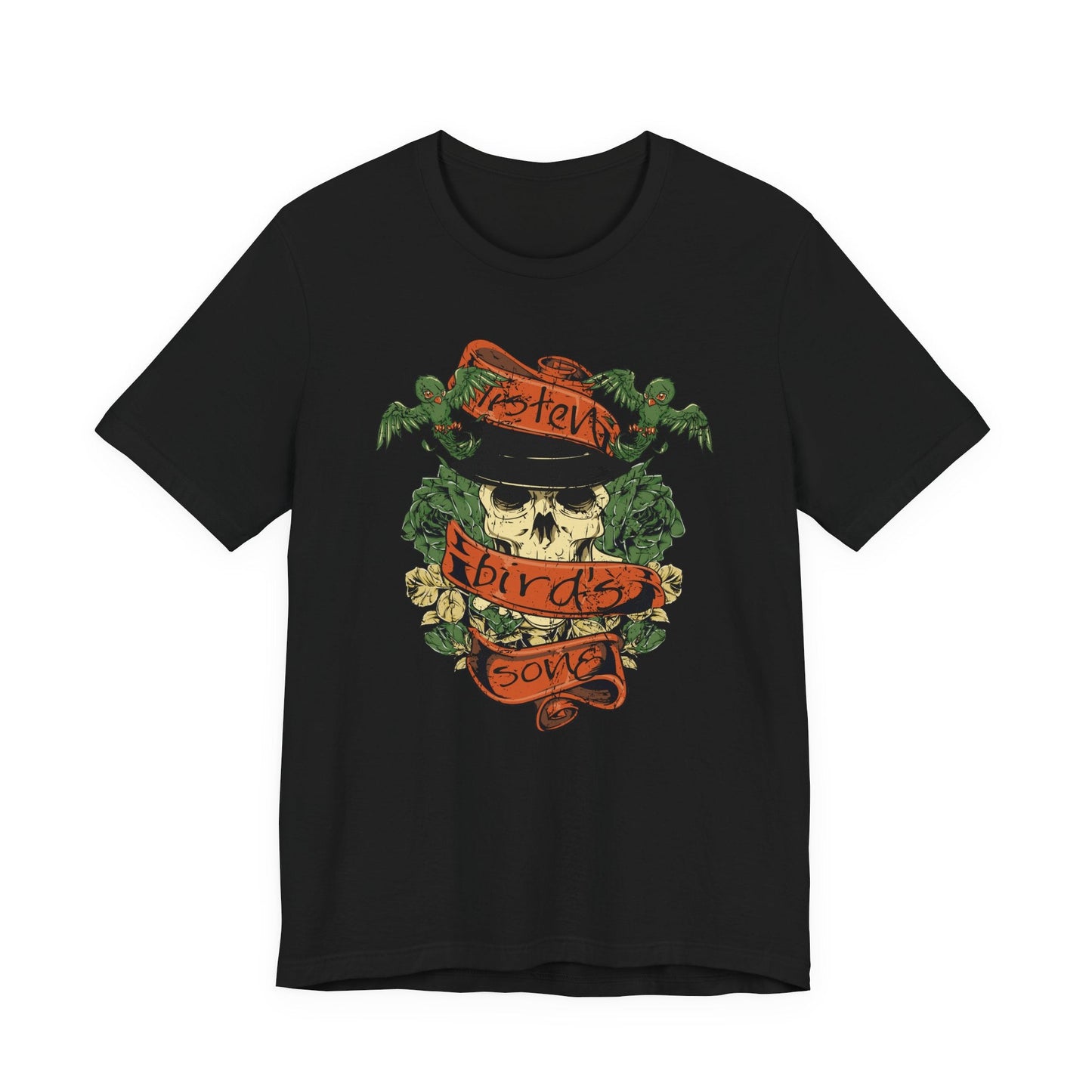 Skull Floral Tattoo Style Graphic Design Unisex Cotton T-Shirt Art-38