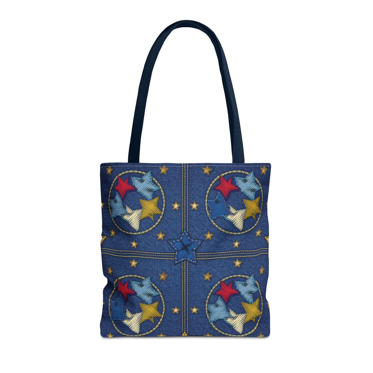 Denim Fabric Imitation Print Unisex Canvas Bag Poly Spun 3 Sizes Tote Bag 181-2