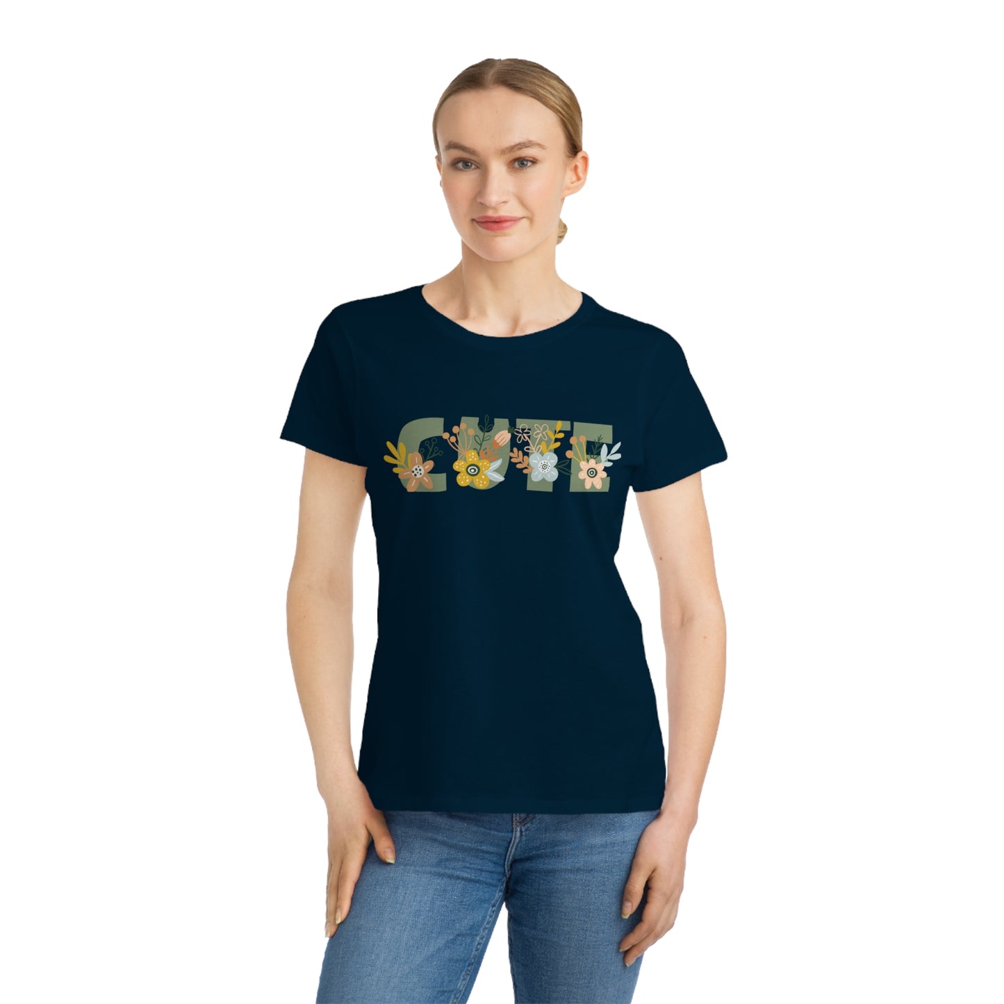 Damen T-Shirt aus Bio-Baumwolle mit Blumendruck