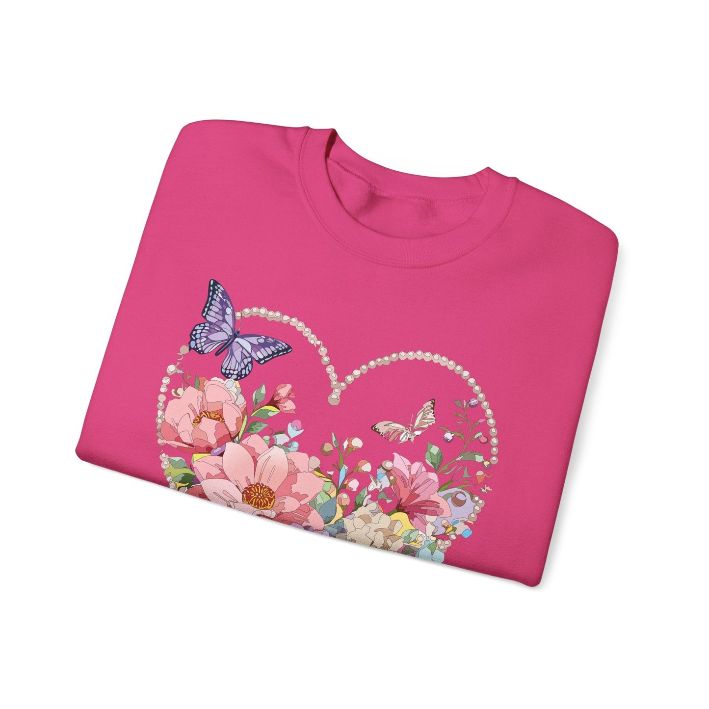 Floral Heart Sweatshirt Unisex Floral Love Crewneck Heavy Blend Gift For Valentine Day Cold Weather