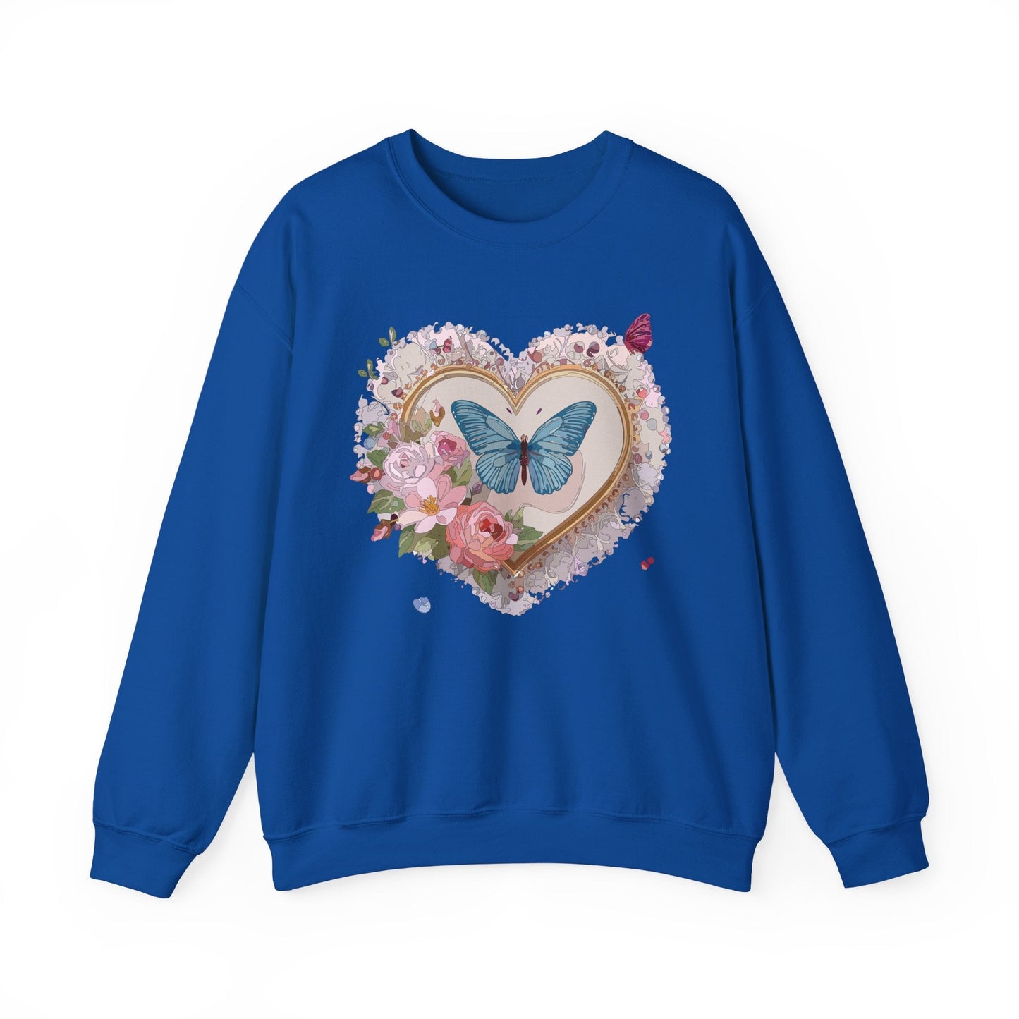 Floral Heart Unisex Crewneck Sweatshirt Valentines Floral Love Gildan 18000 Heavy Blend