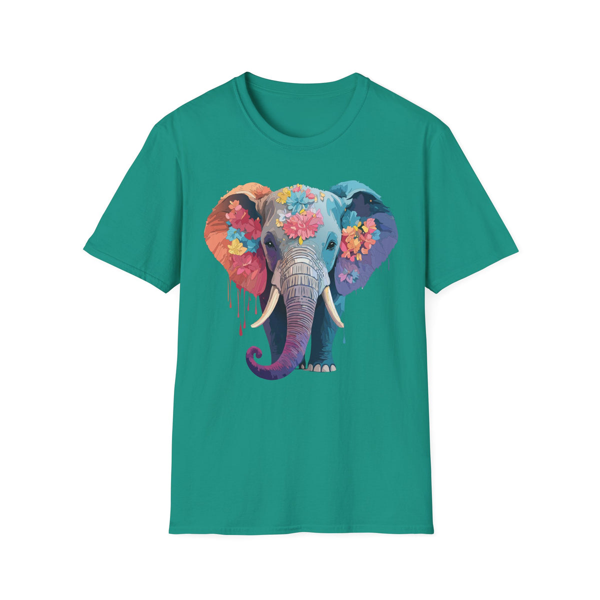 Colorful Floral Elephant T-Shirt | Watercolor Elephant Tee